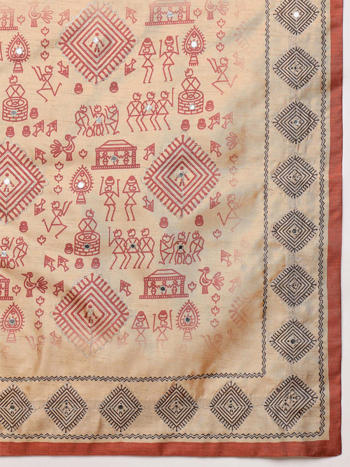 Rust Silk Blend saree – detail view 5