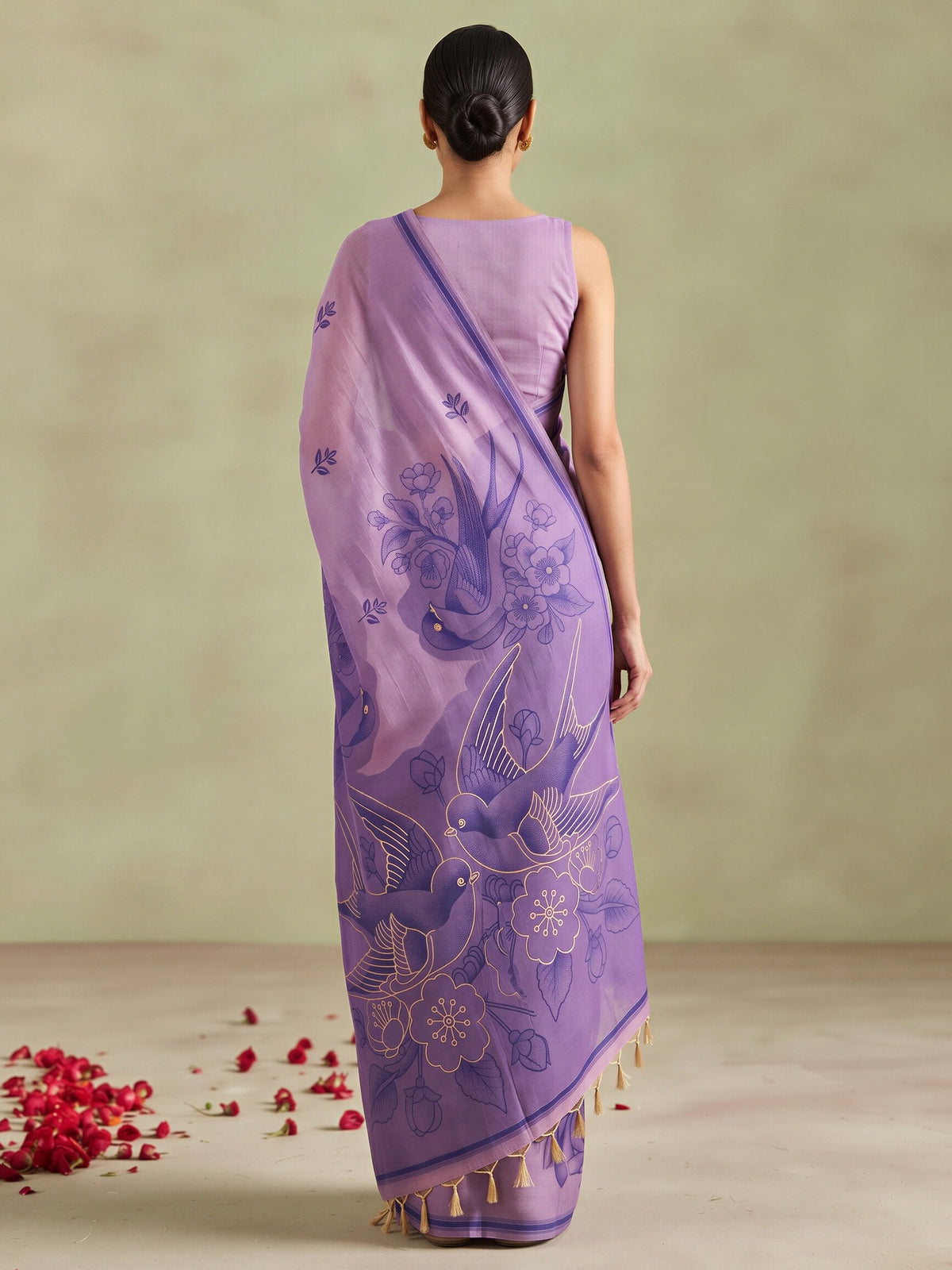 Lavender silk blend saree view 1