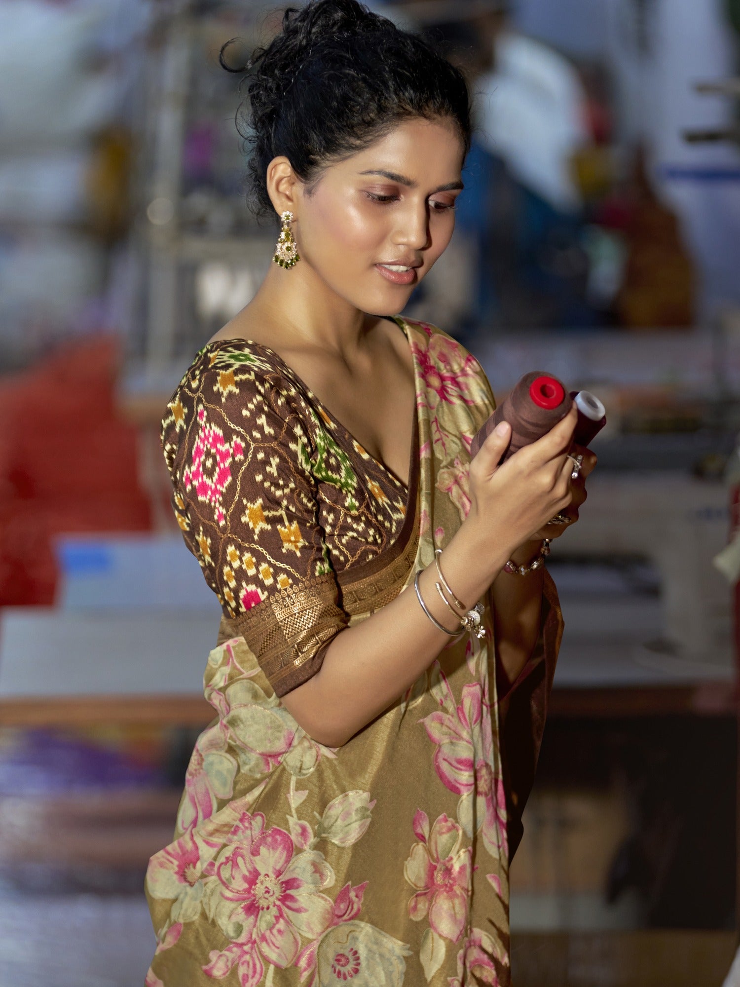Light Brown Tussar Silk saree – detail view 2