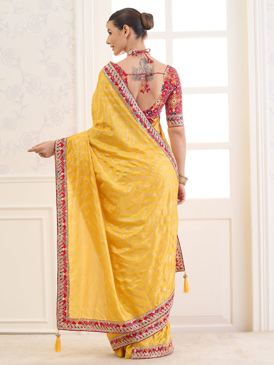 Yellow Dola Silk saree – detail view 1