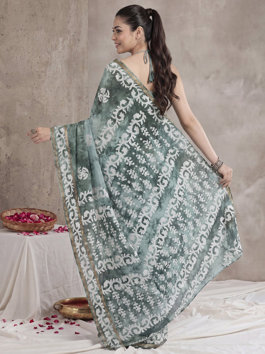 Sea Green Cotton saree – detail view 1