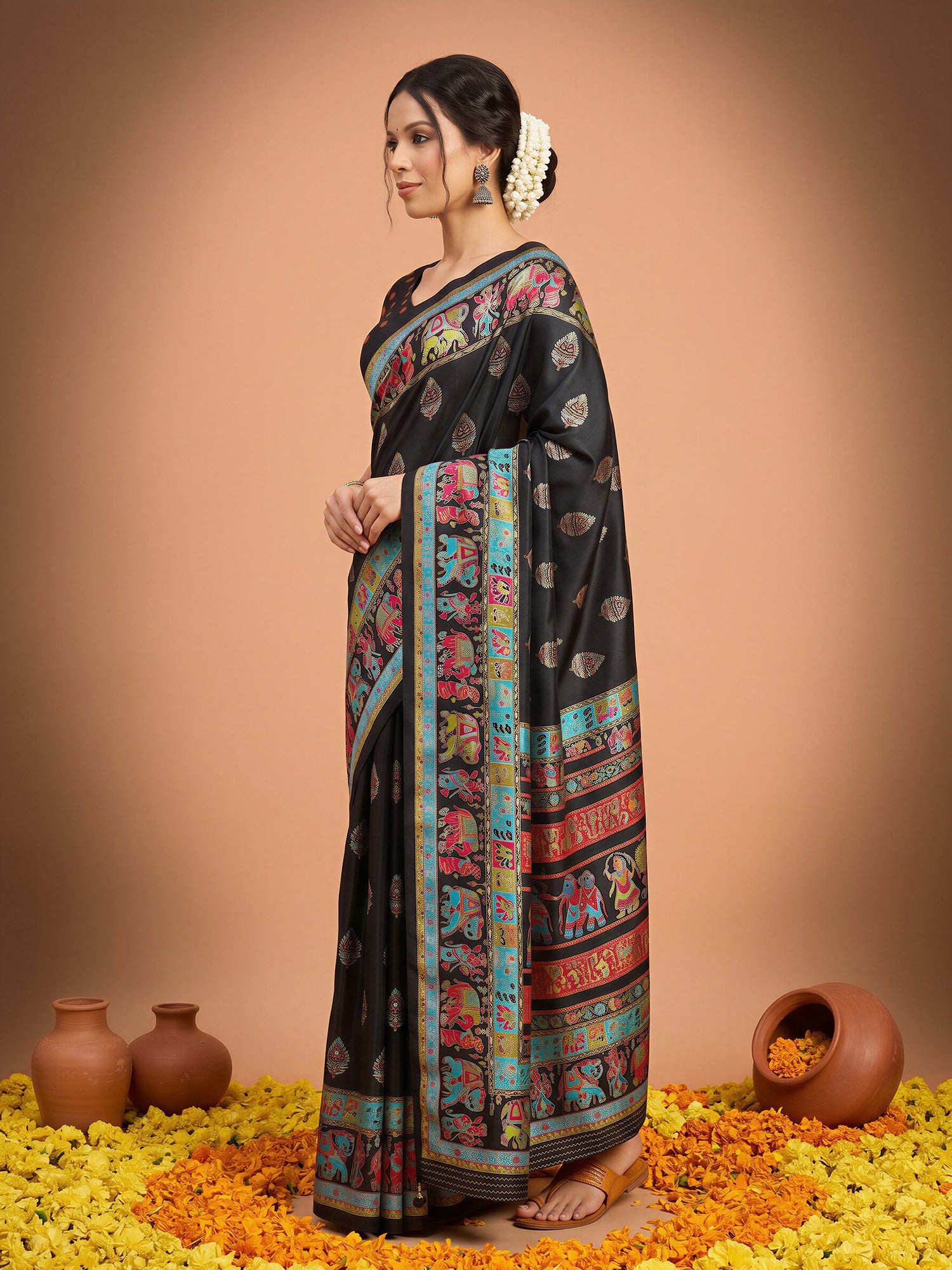 Black Silk Blend saree – detail view 2
