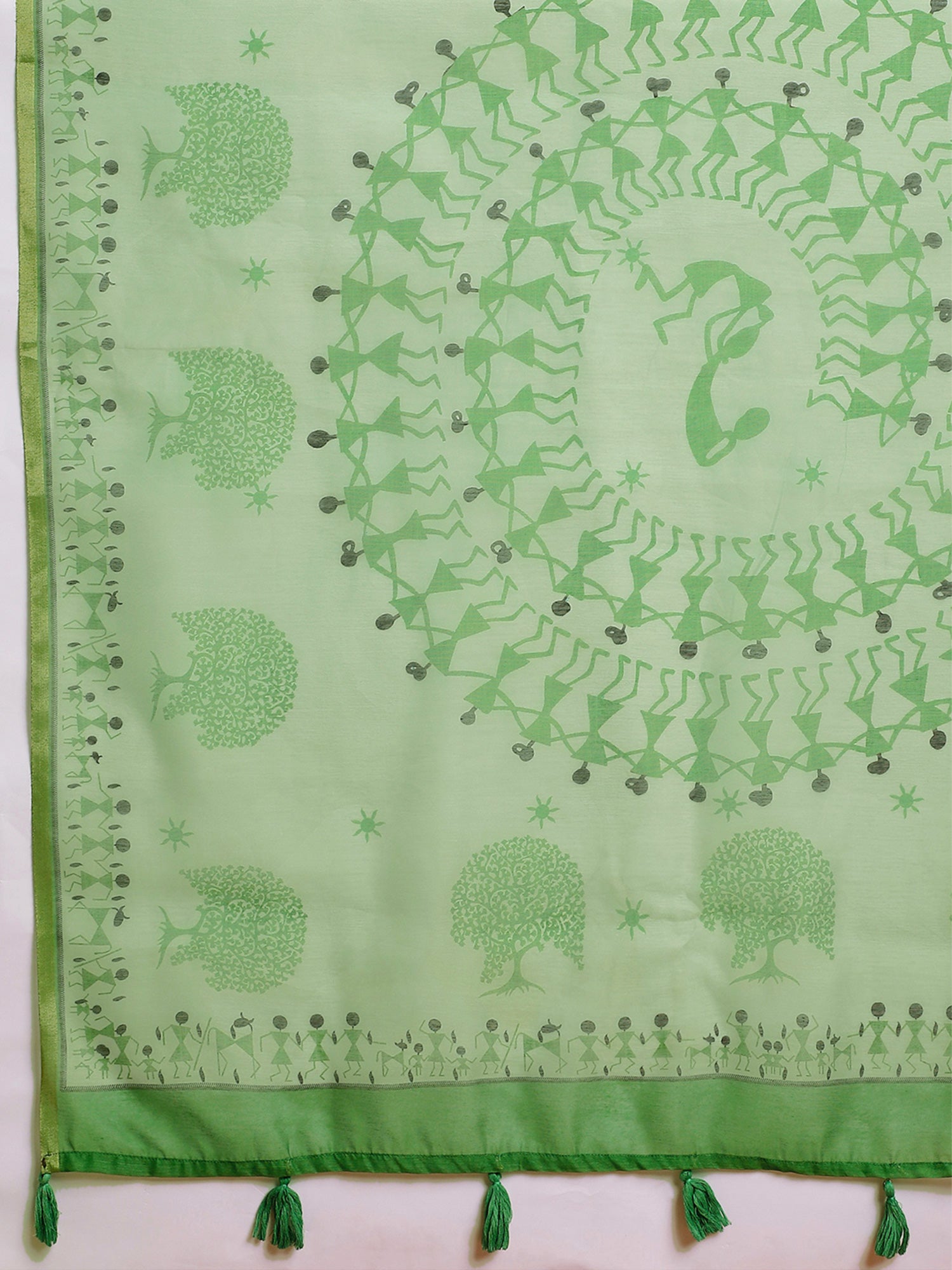 Light Green Cotton Linen saree – detail view 5