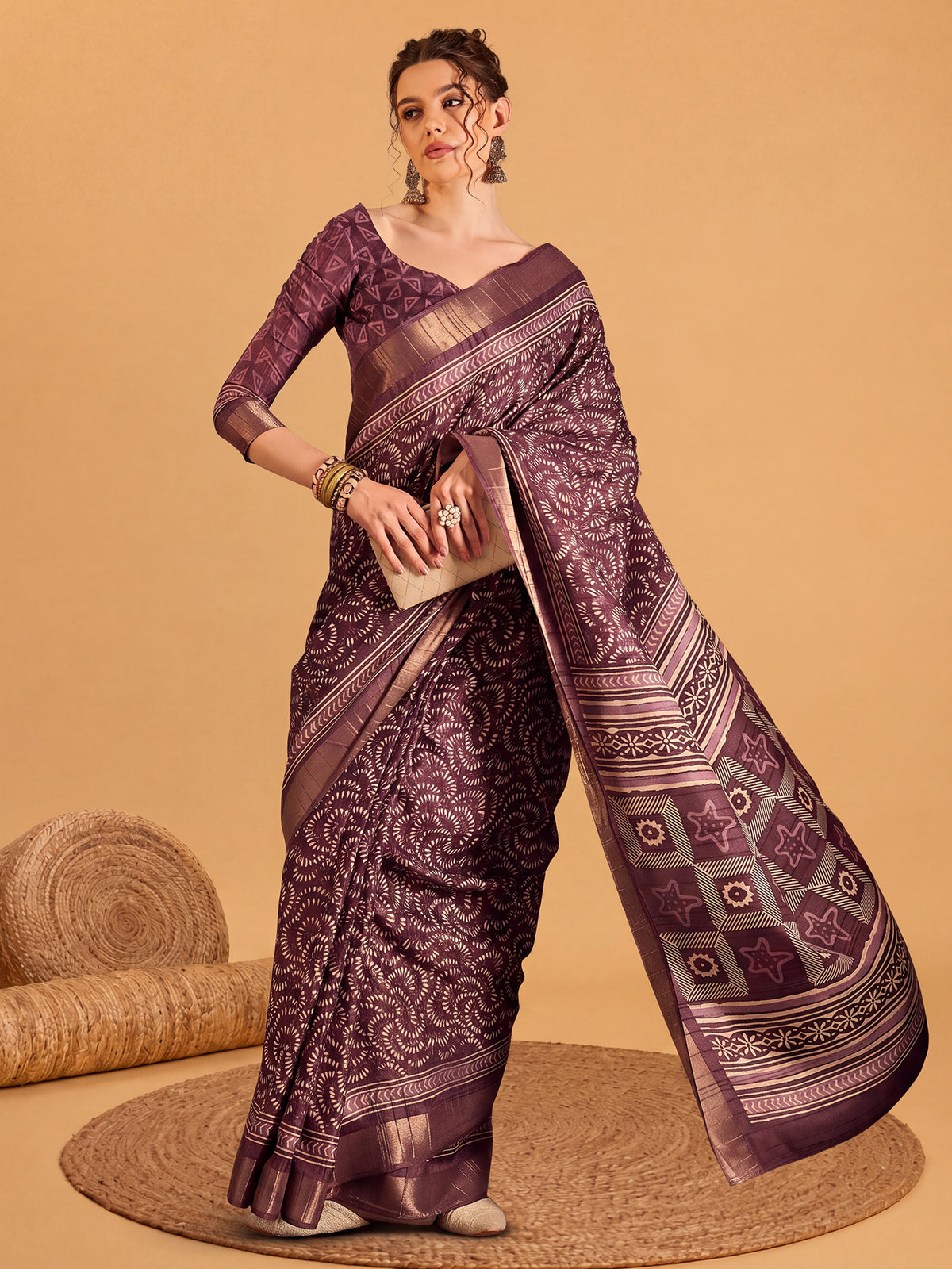 Wine Silk Blend saree – detail view 2