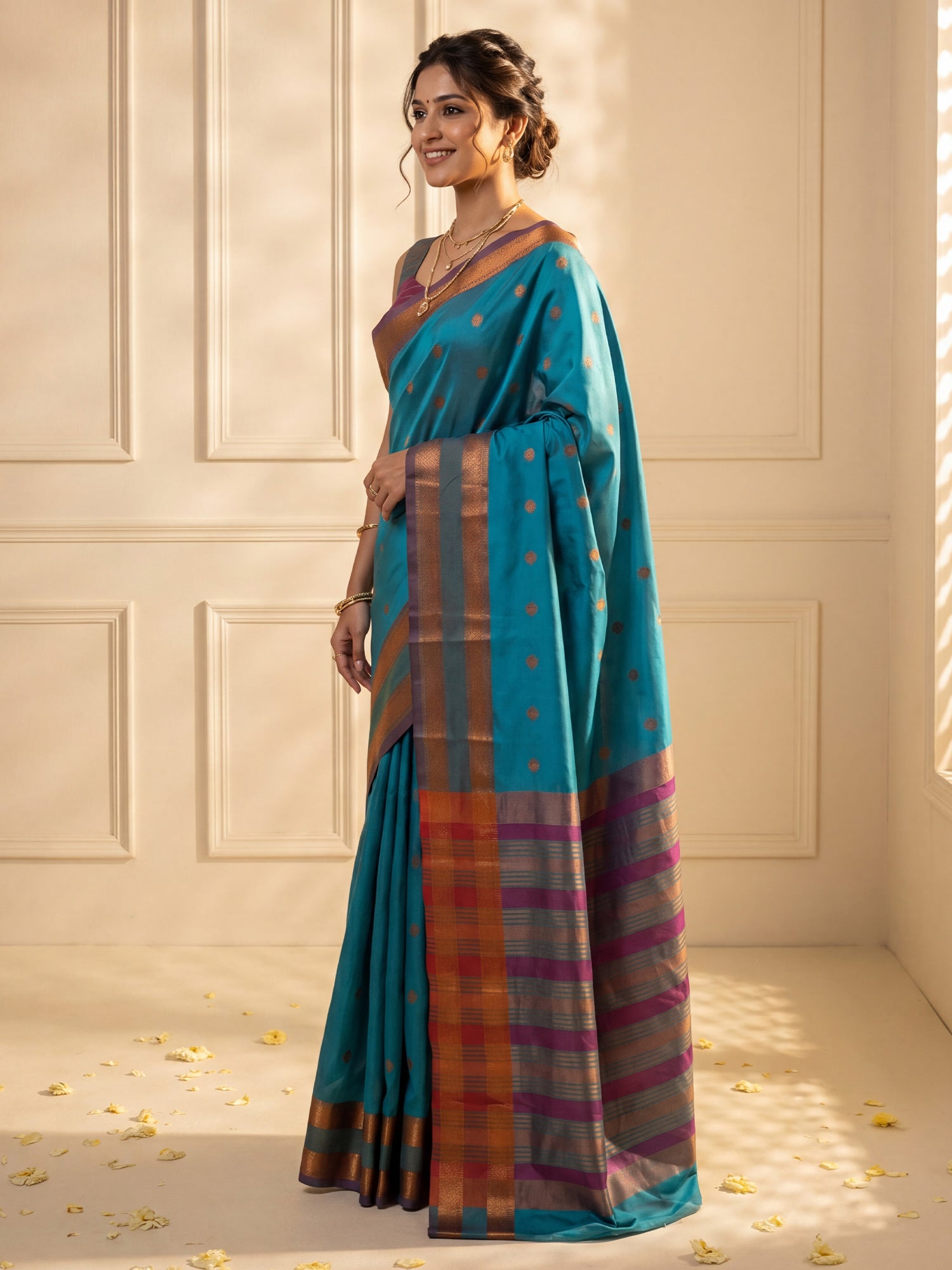 Light Blue Soft Silk saree – detail view 2