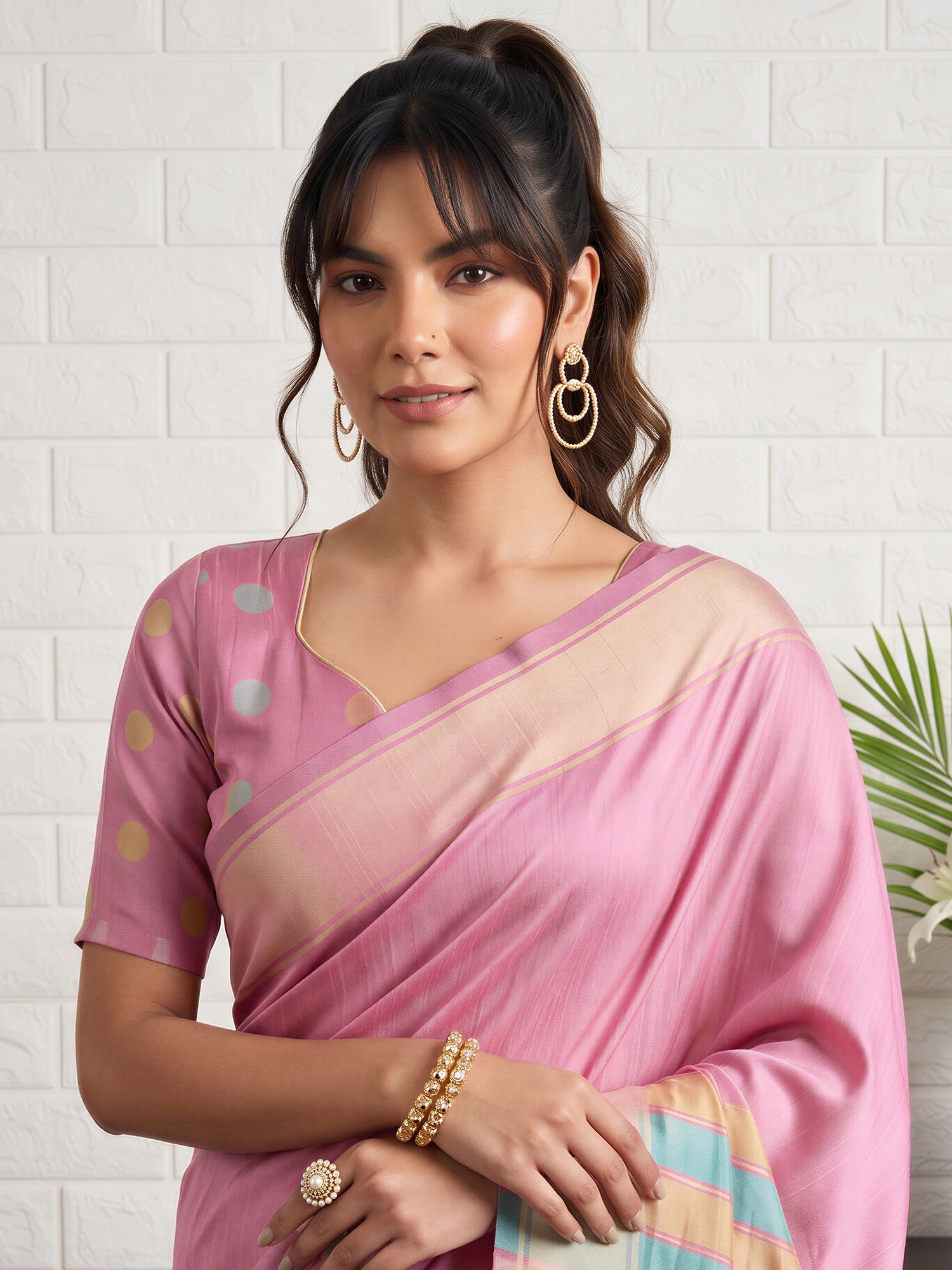 Pink Bhagalpuri Silk saree – detail view 4