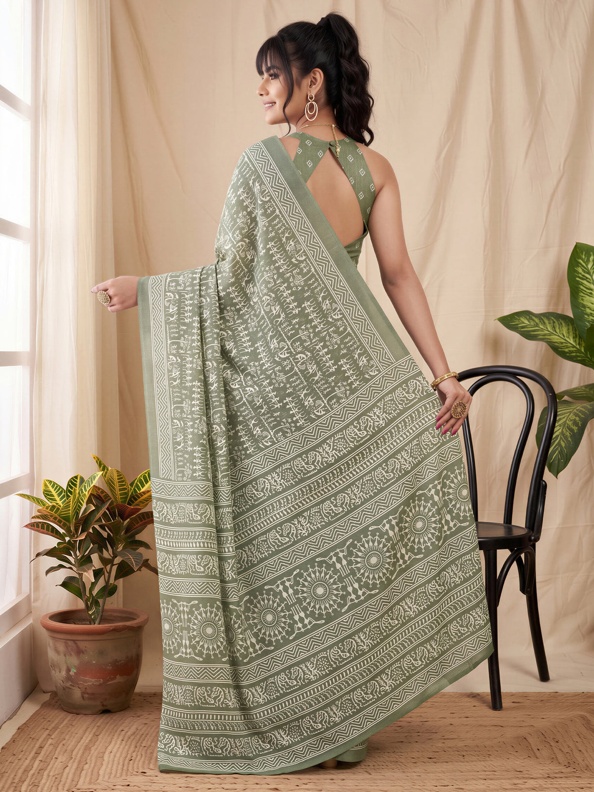 Seagreen Dola Silk saree – detail view 1