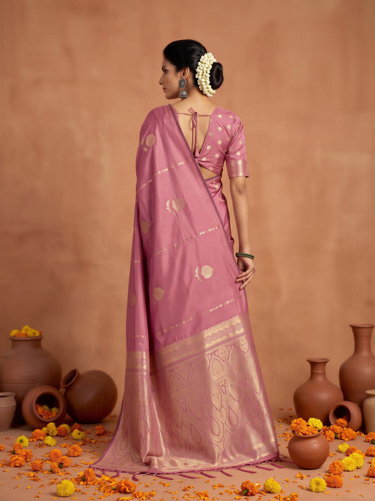 Mauve Satin Silk saree – detail view 1