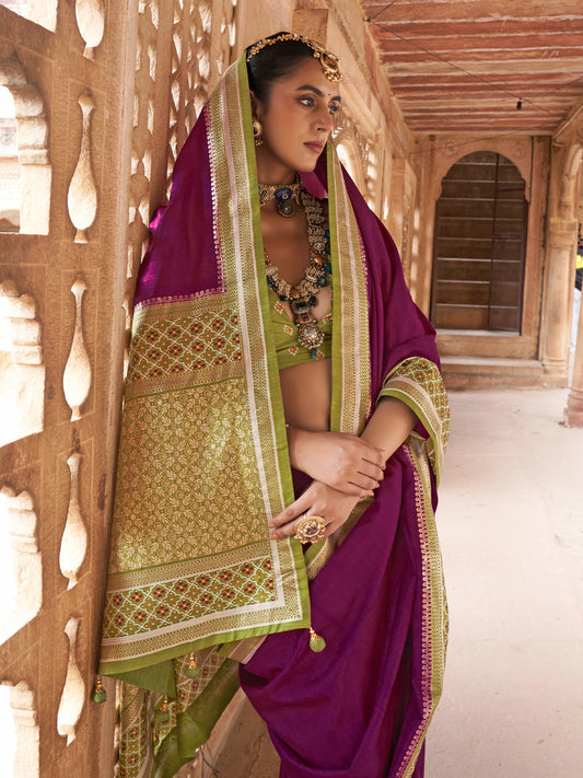 Purple Silk Blend saree – detail view 1
