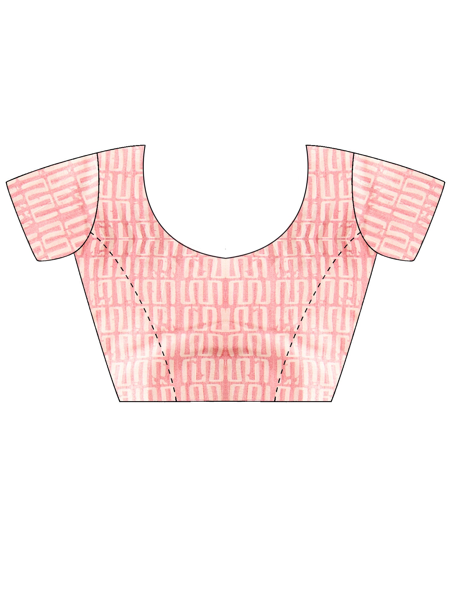 Unstitched pink silk blend blouse piece with geometric design