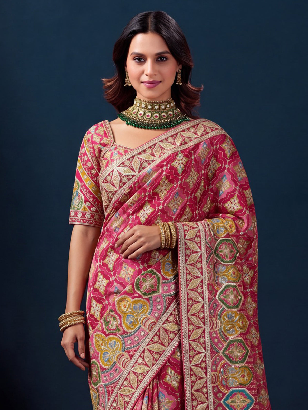 Pink Silk Blend saree – detail view 4