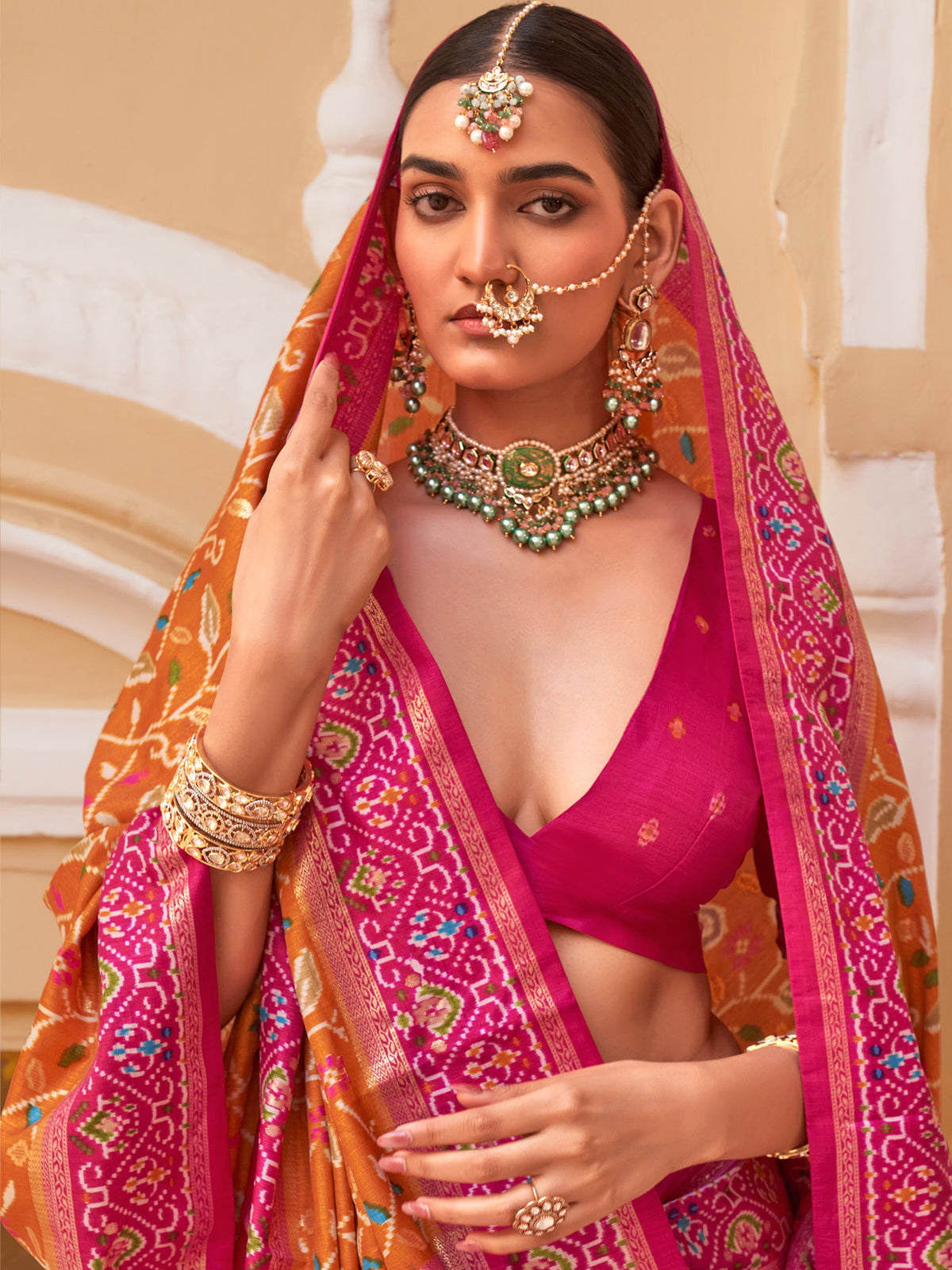 Mustard Silk Blend saree – detail view 1