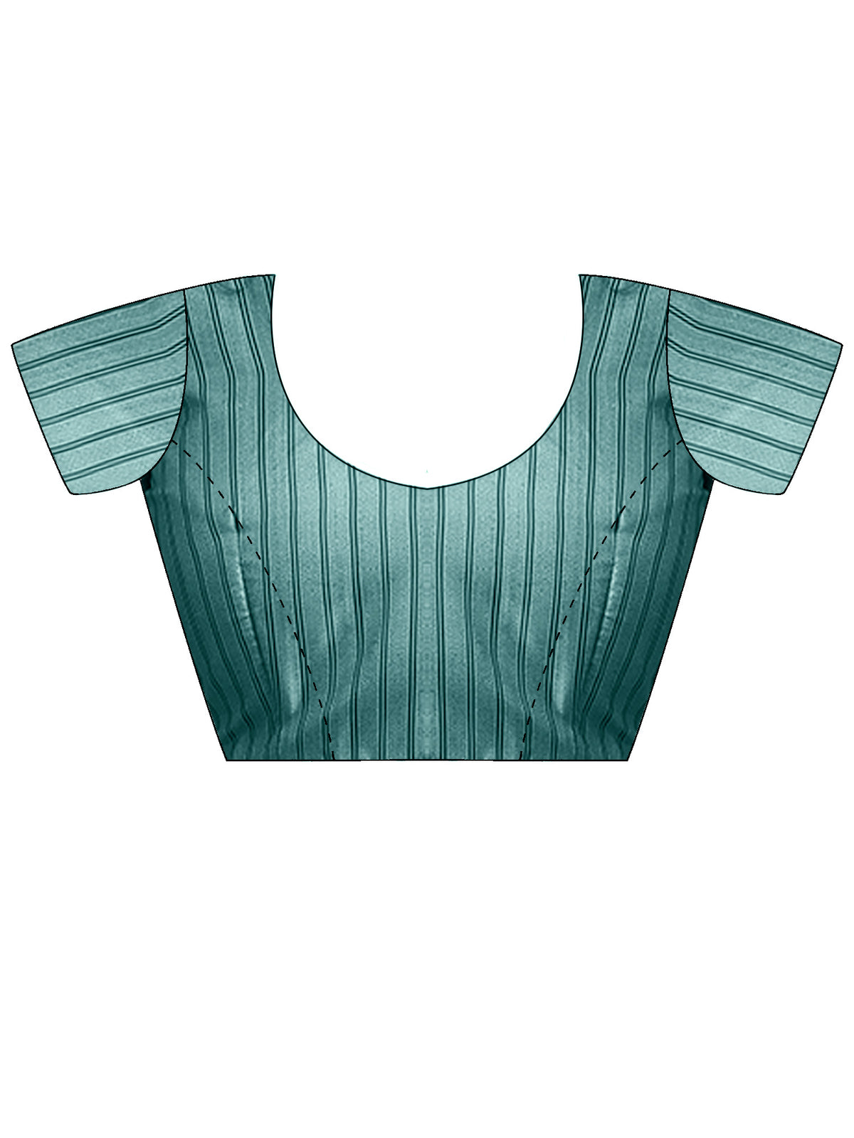 Unstitched turquoise cotton blend blouse piece with striped design