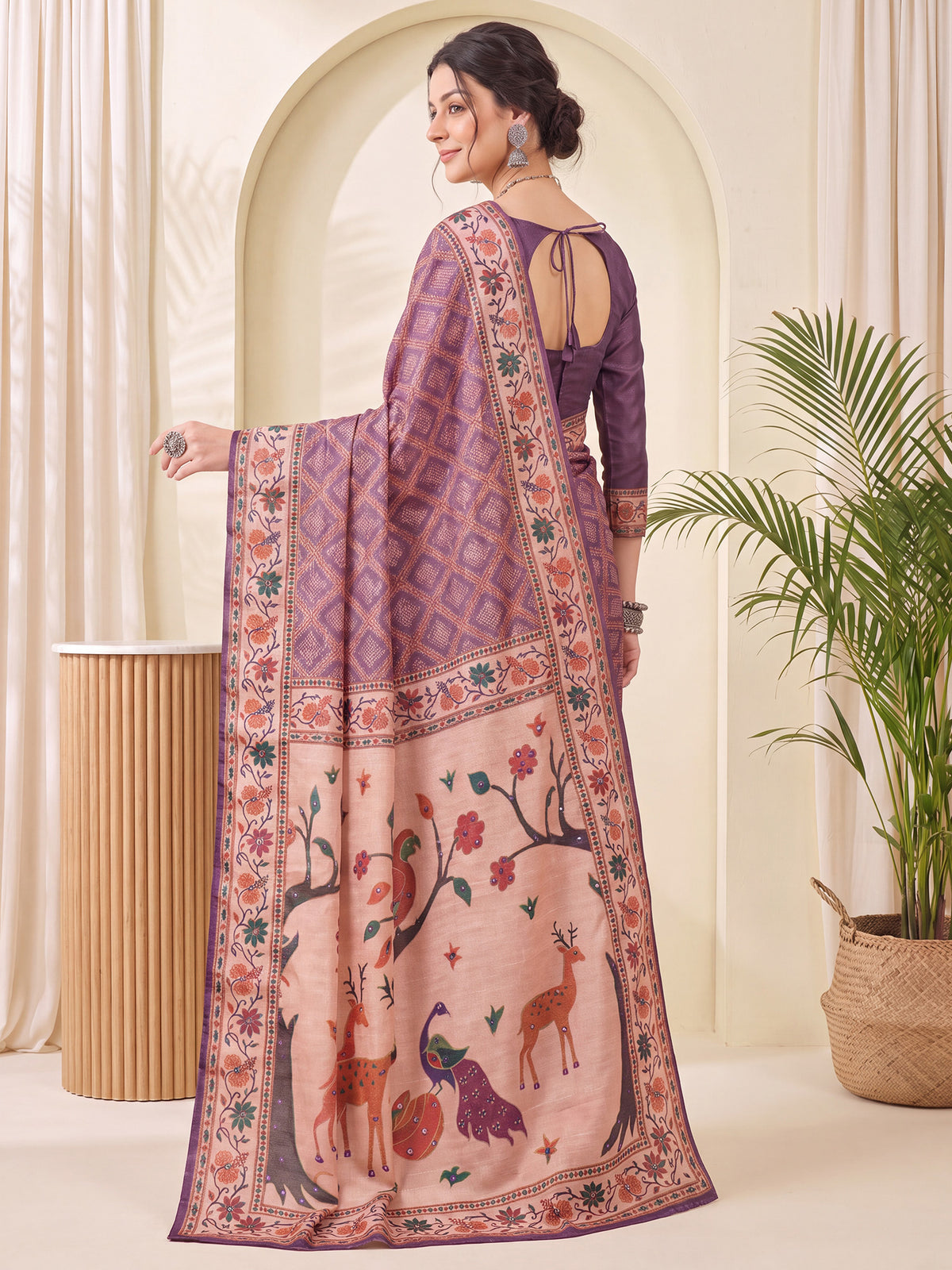 Purple Silk Blend saree – detail view 1