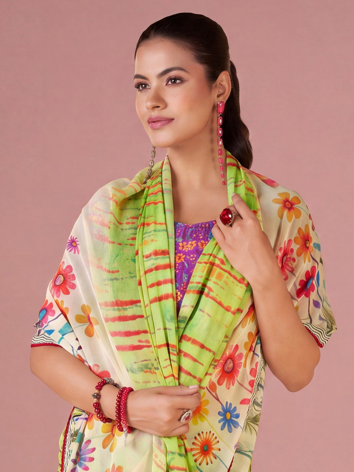 Light Green Georgette saree – detail view 2