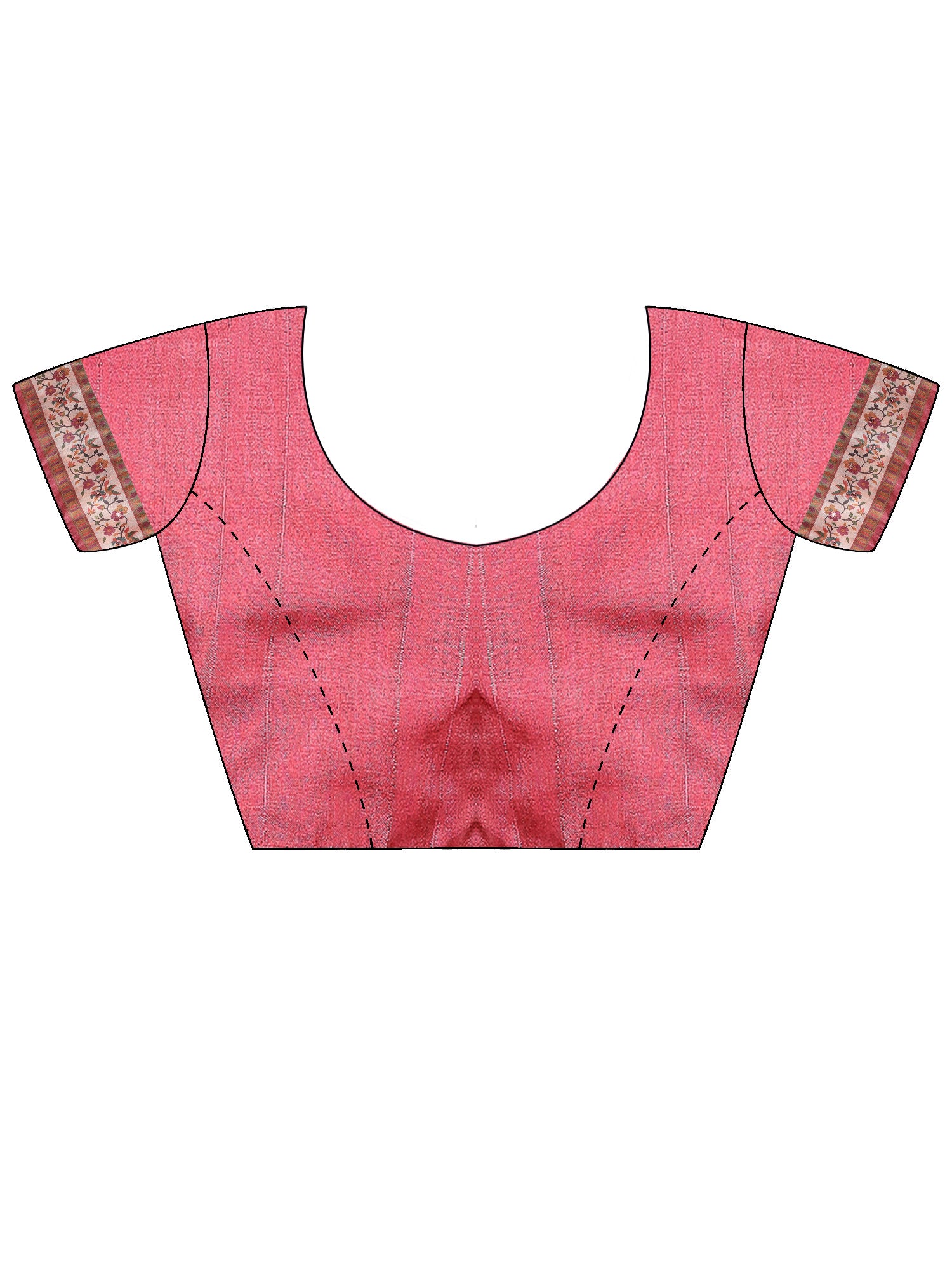 Unstitched pink silk blend blouse piece with solid design