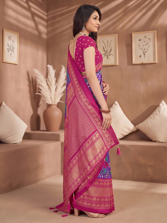 Purple Cotton Blend saree – detail view 2
