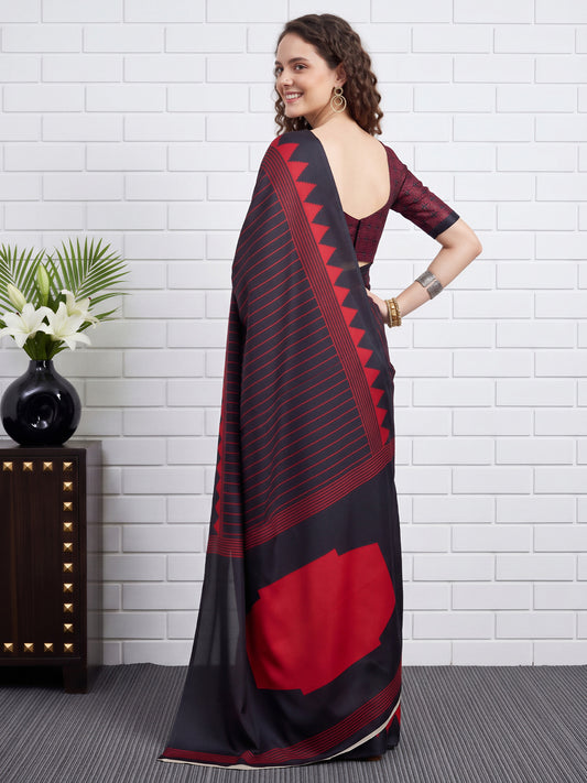 Black Satin saree – detail view 1
