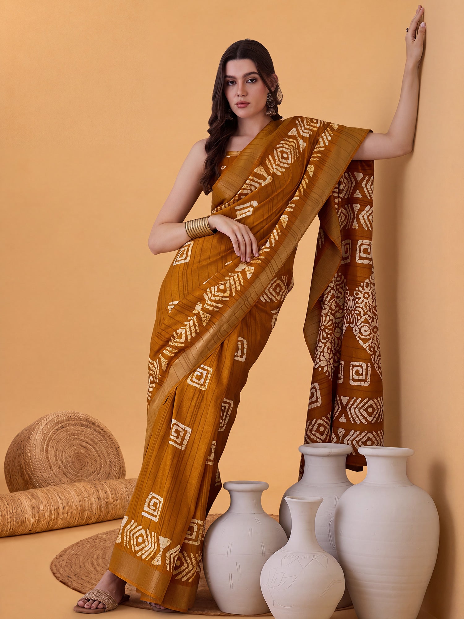Mustard Silk Blend saree – detail view 2