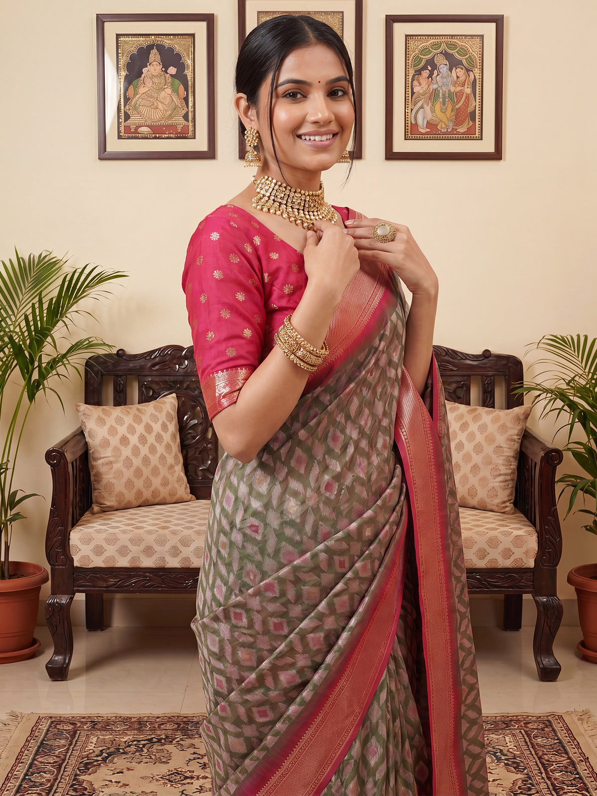 Light Green Silk Blend saree – detail view 4
