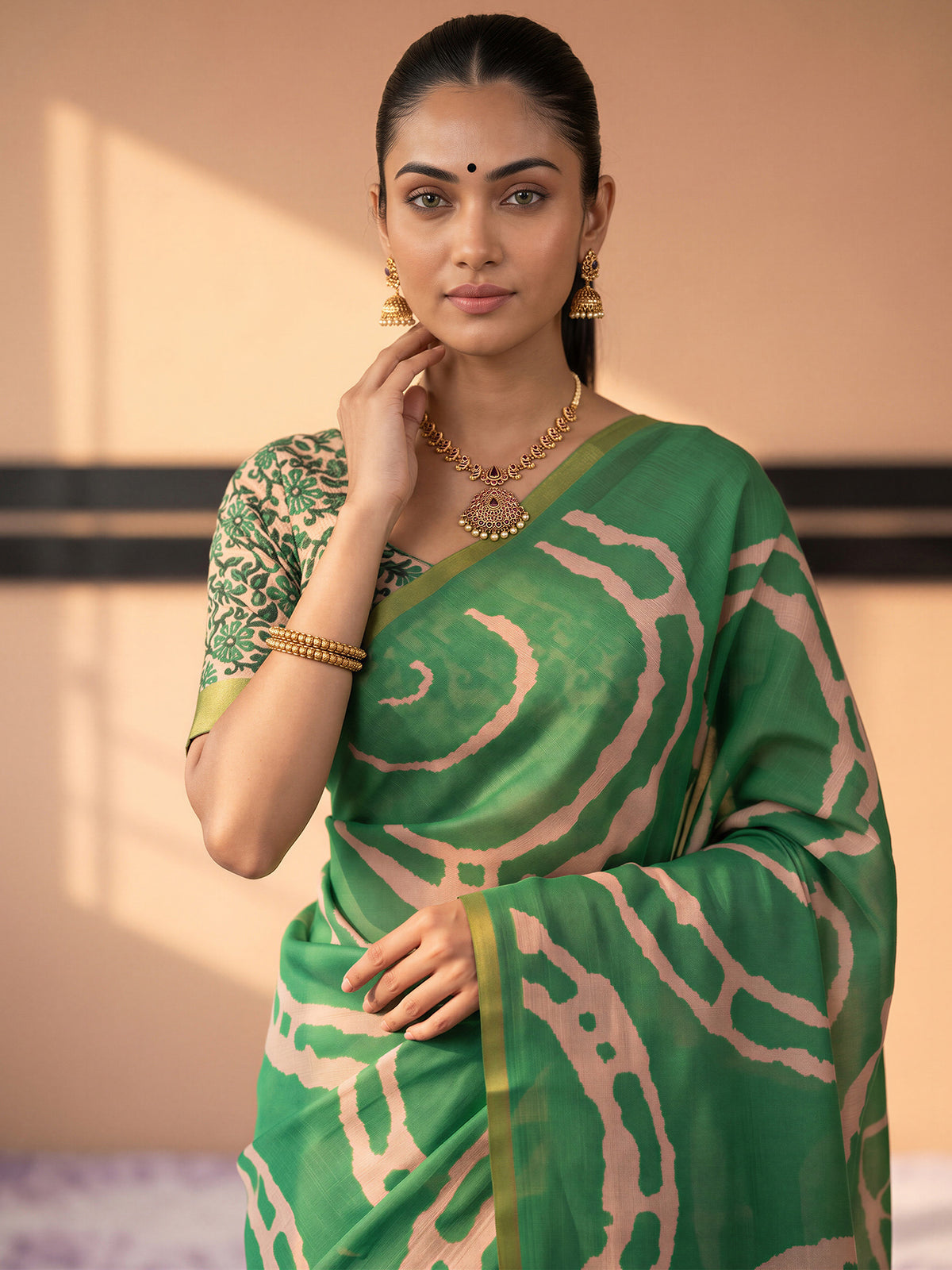 Light Green Cotton Blend saree – detail view 4
