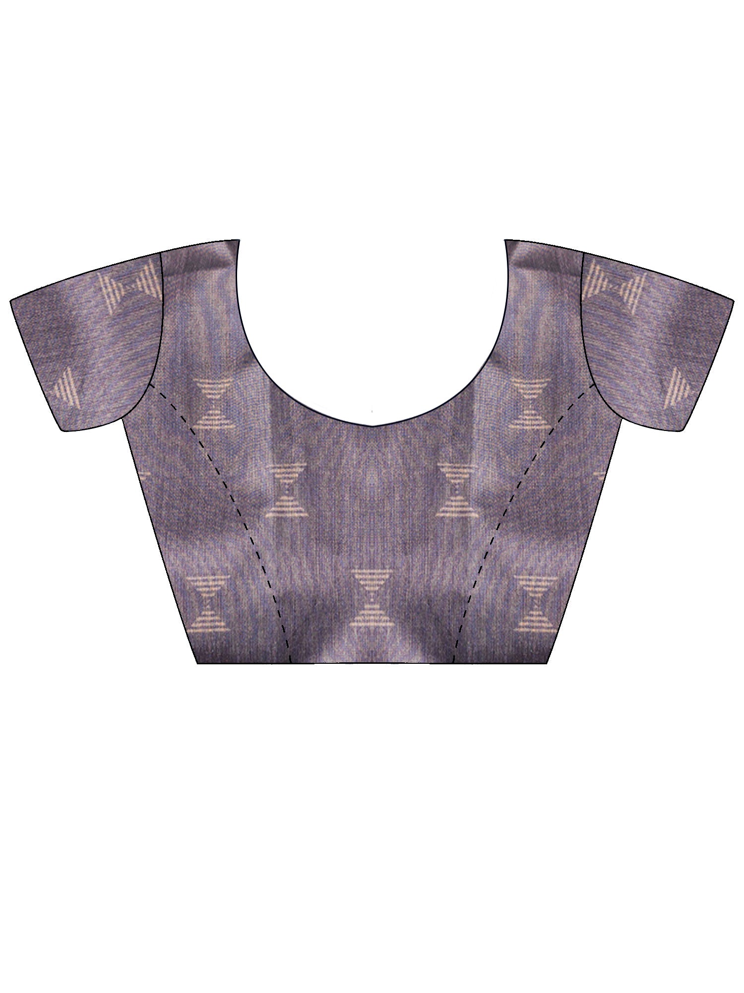Unstitched grey silk cotton blouse piece with geometric design