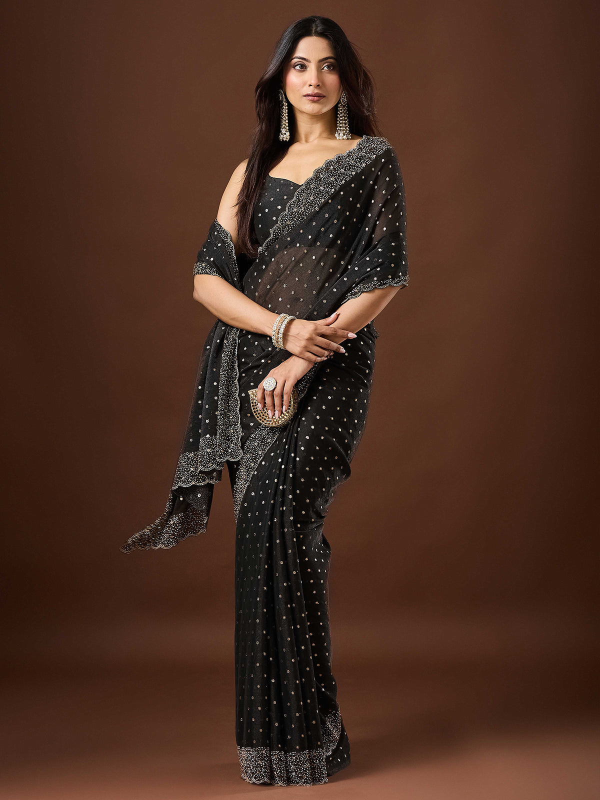 Black Silk Blend saree – detail view 3