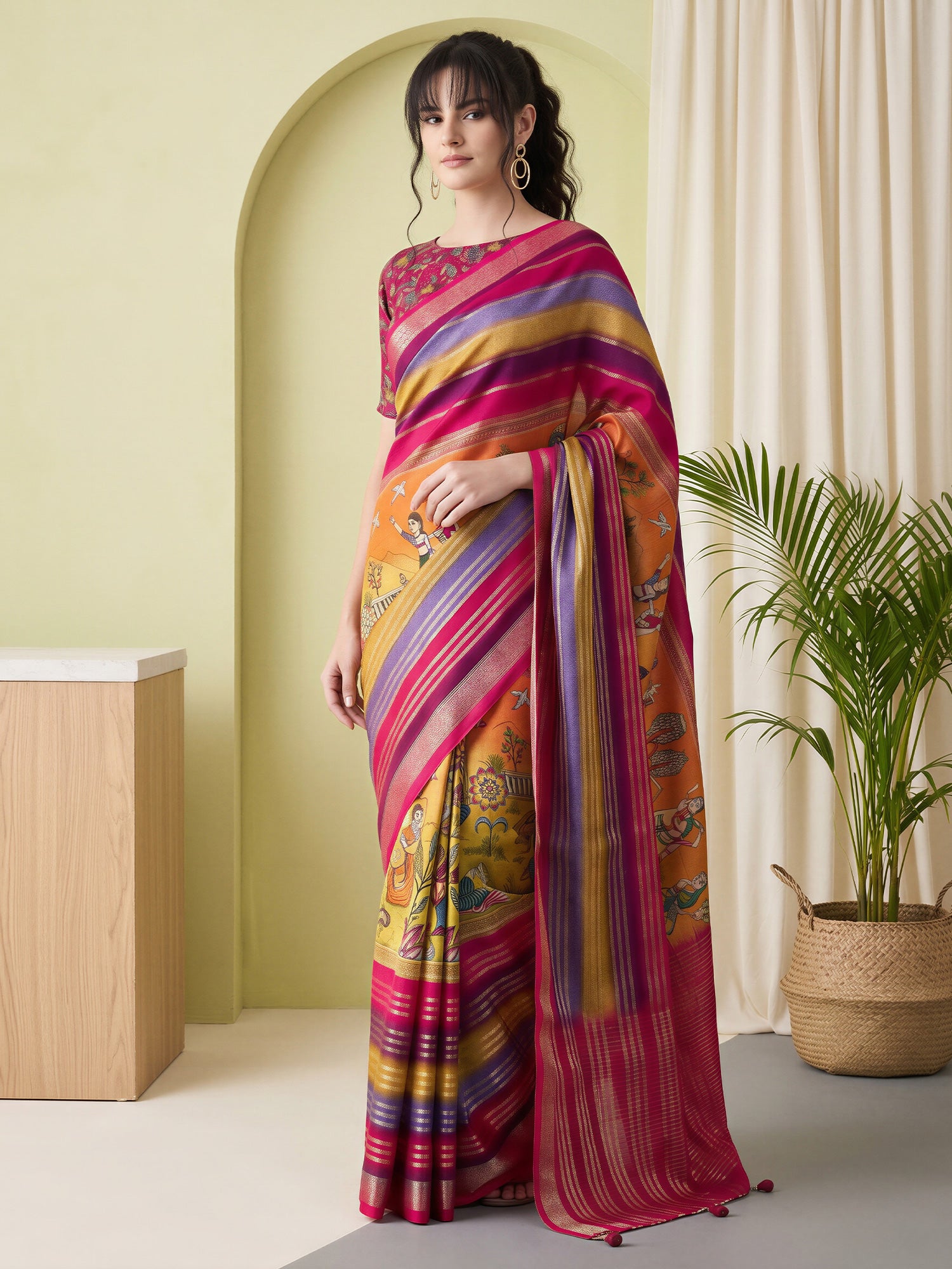 Pink Viscose Silk saree – detail view 3