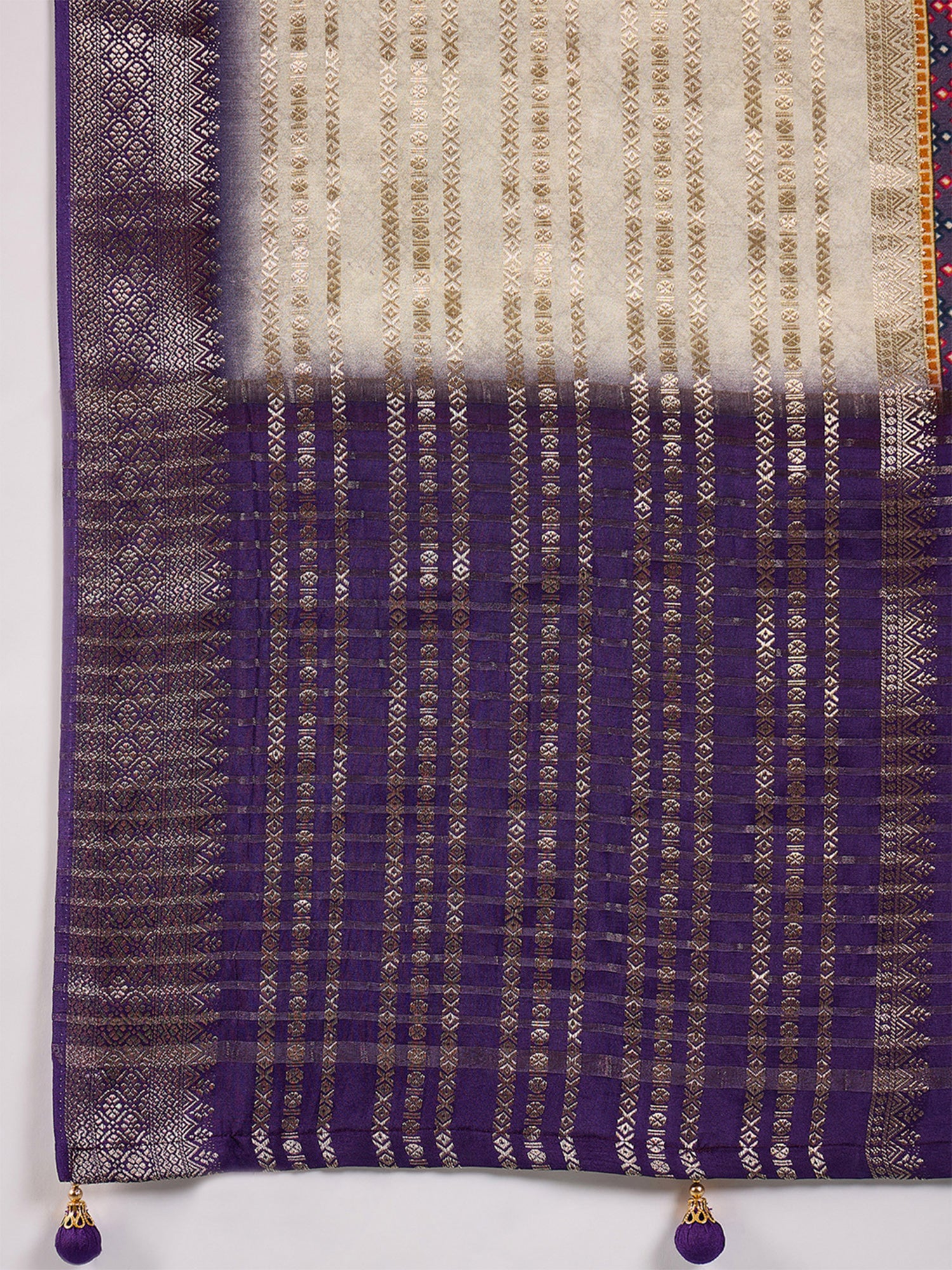 Purple Viscose Silk saree – detail view 5