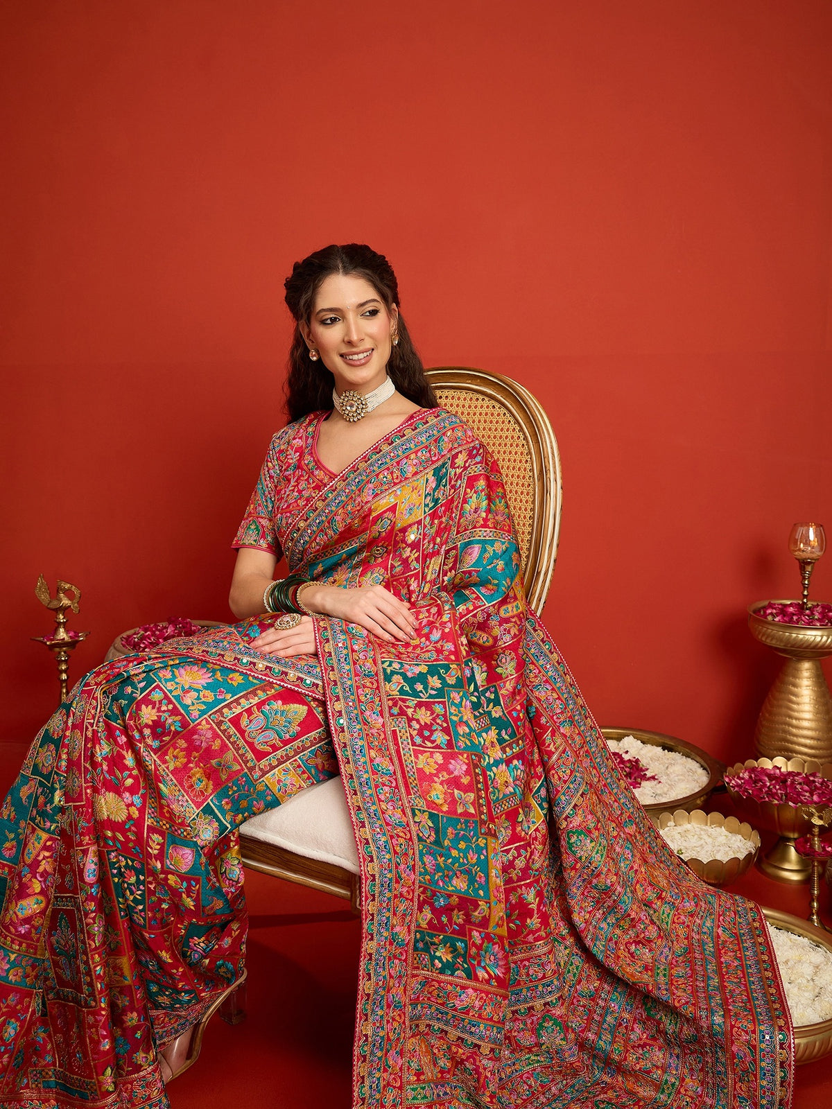 Pink Silk Blend saree – detail view 4