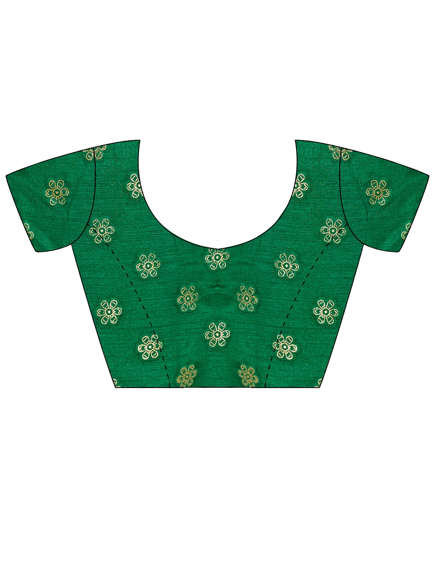 Unstitched red cotton blend blouse piece with foil design