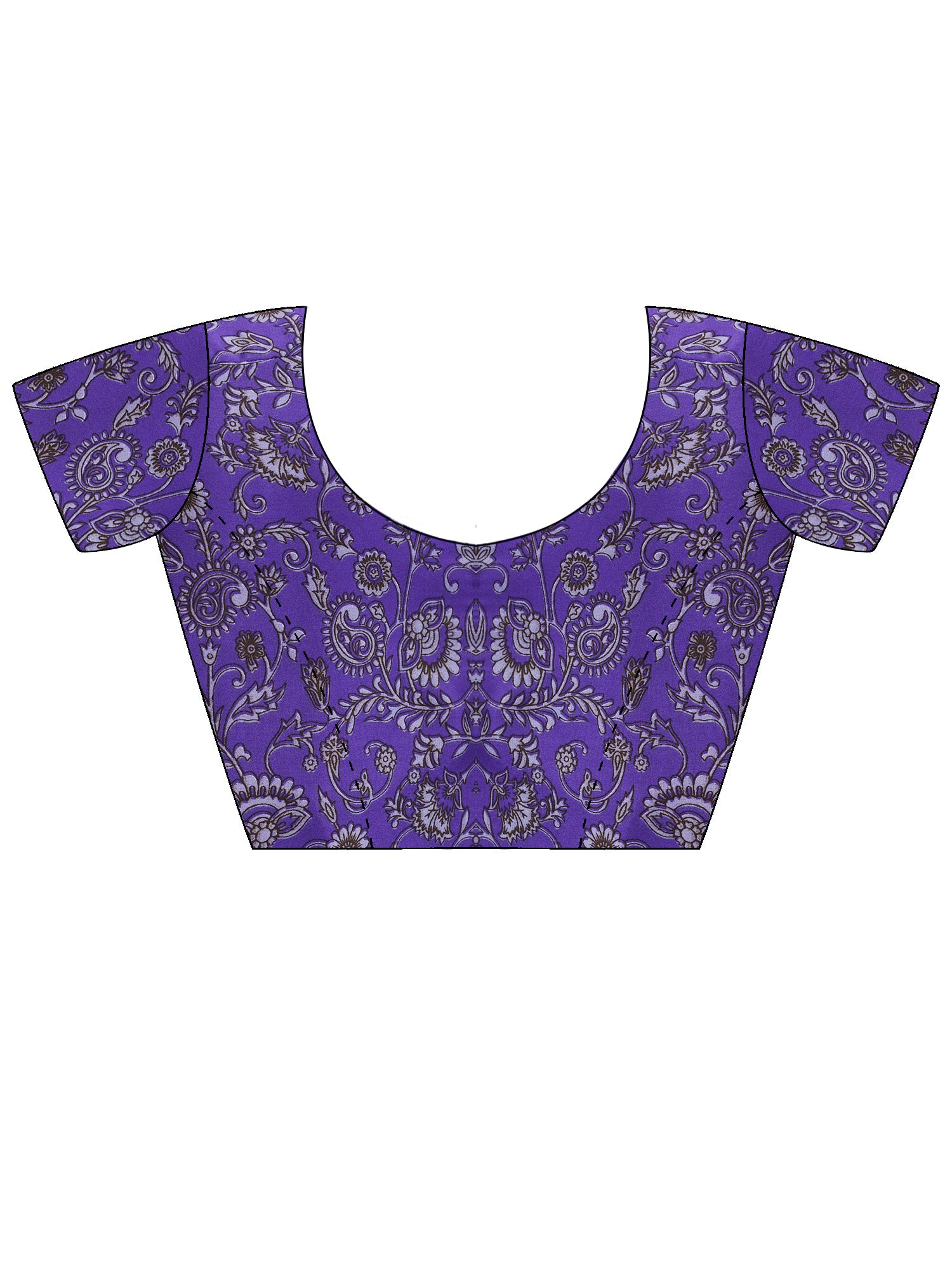 Unstitched purple crepe blouse piece with ethnic motif design