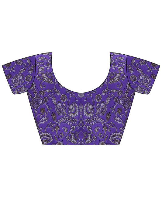 Unstitched purple crepe blouse piece with ethnic motif design