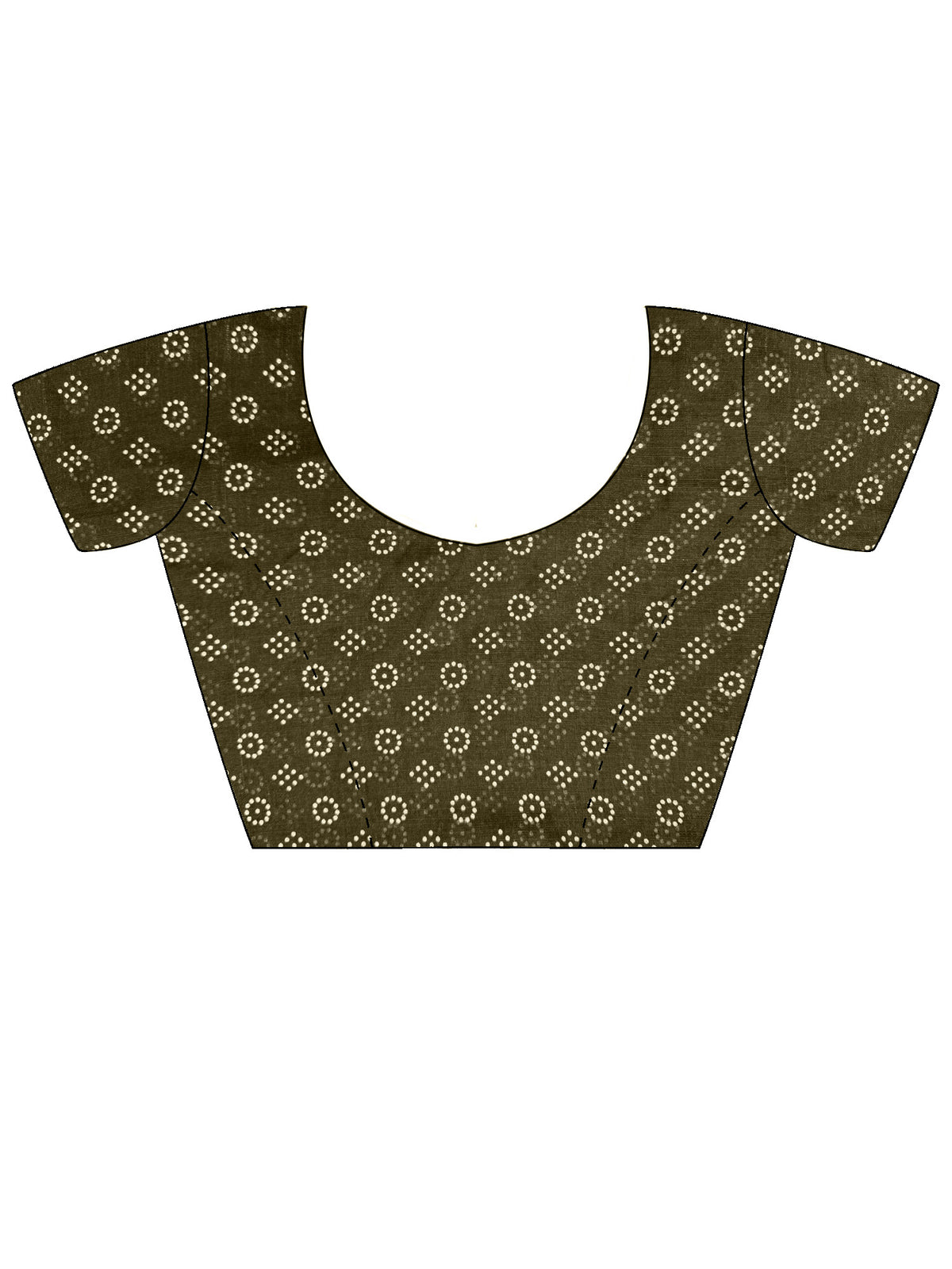 Unstitched green linen blouse piece with bandhani design