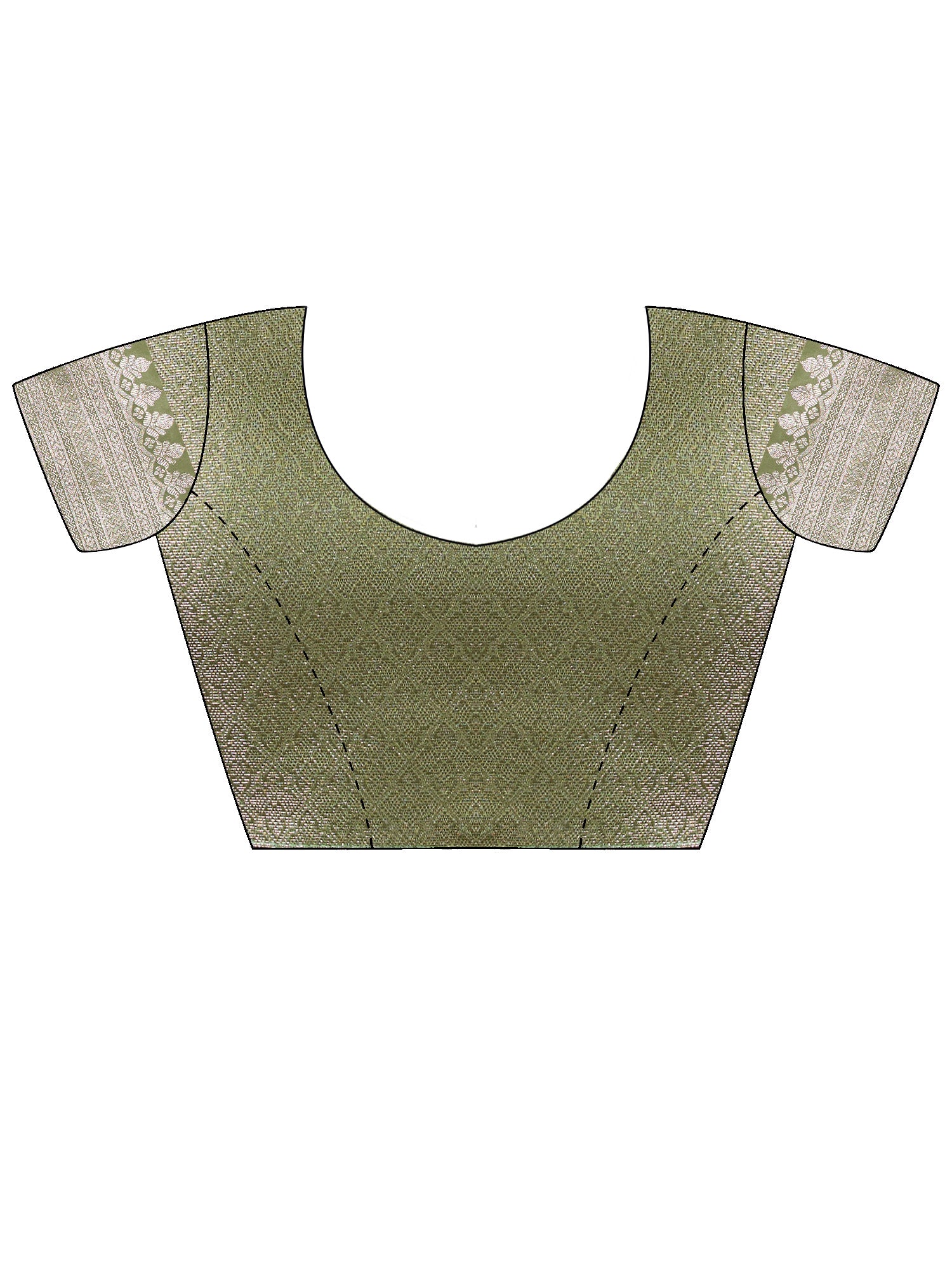 Unstitched light green satin blouse piece with ethnic motif design