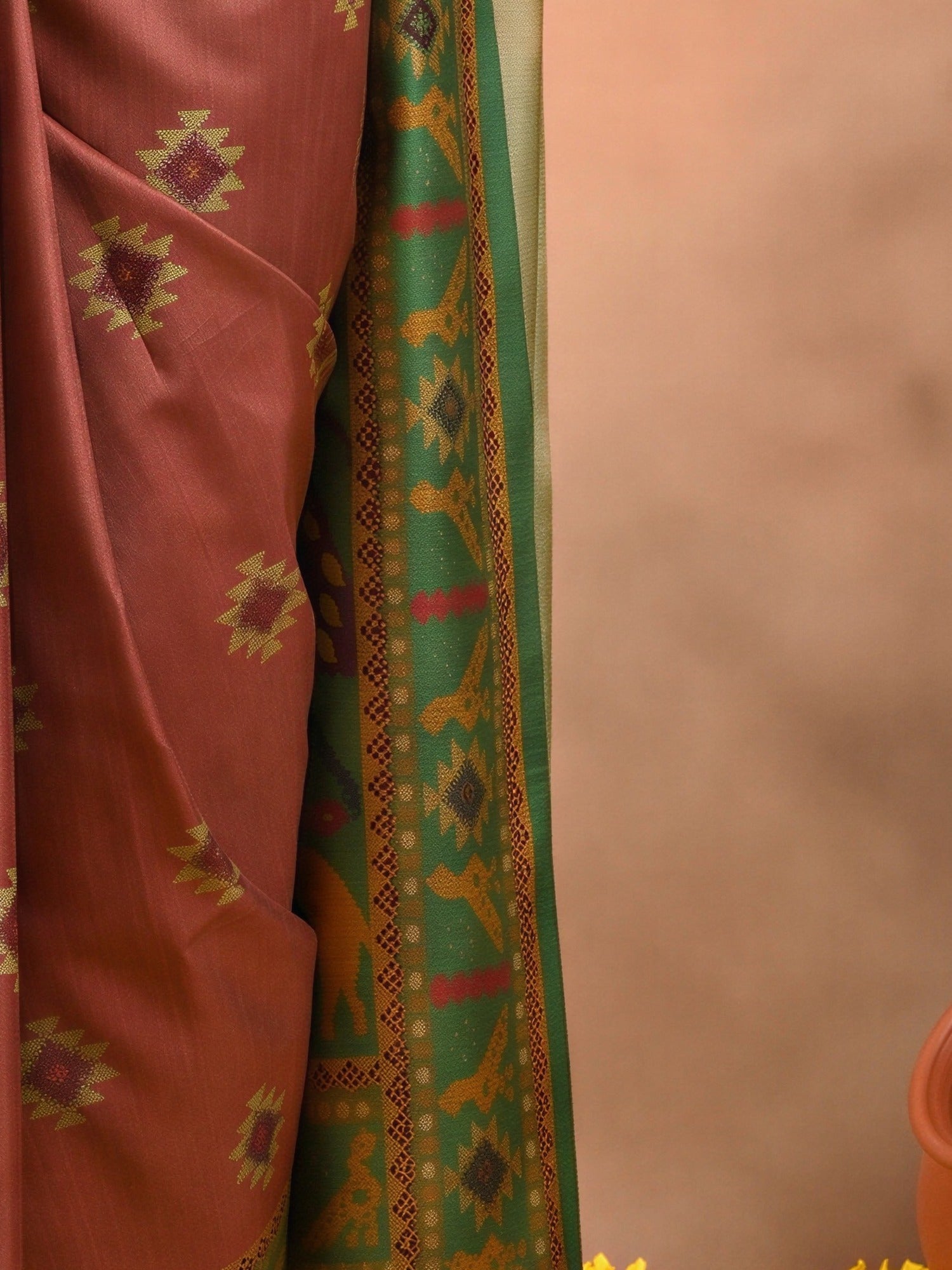 Rust Silk Blend saree – detail view 6