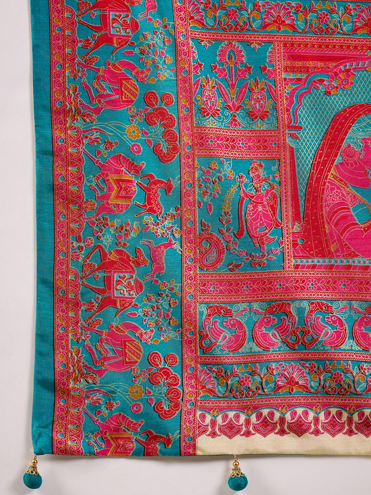 Teal Blue Silk Blend saree – detail view 5