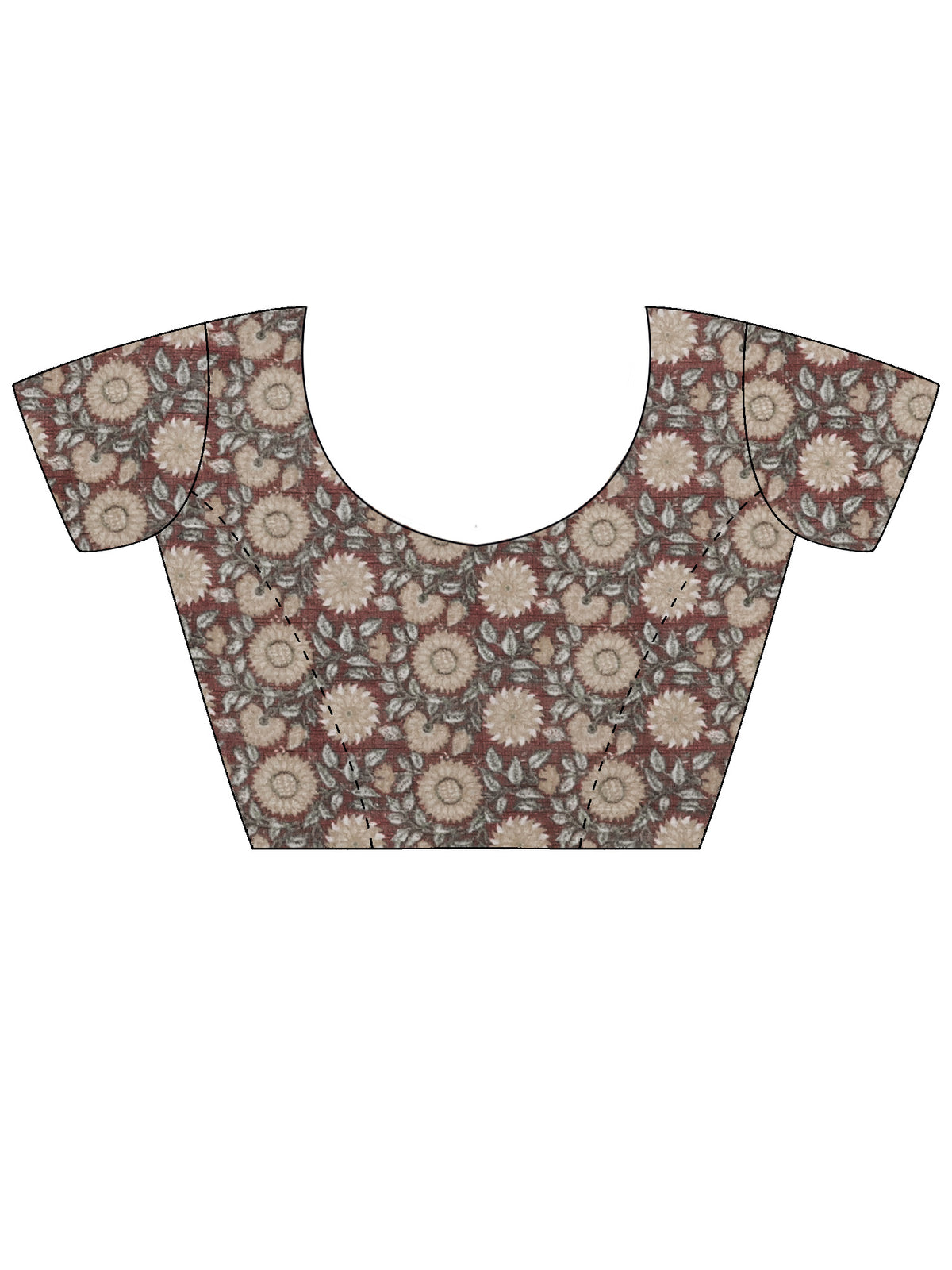 Unstitched multicolored cotton blend blouse piece with floral design