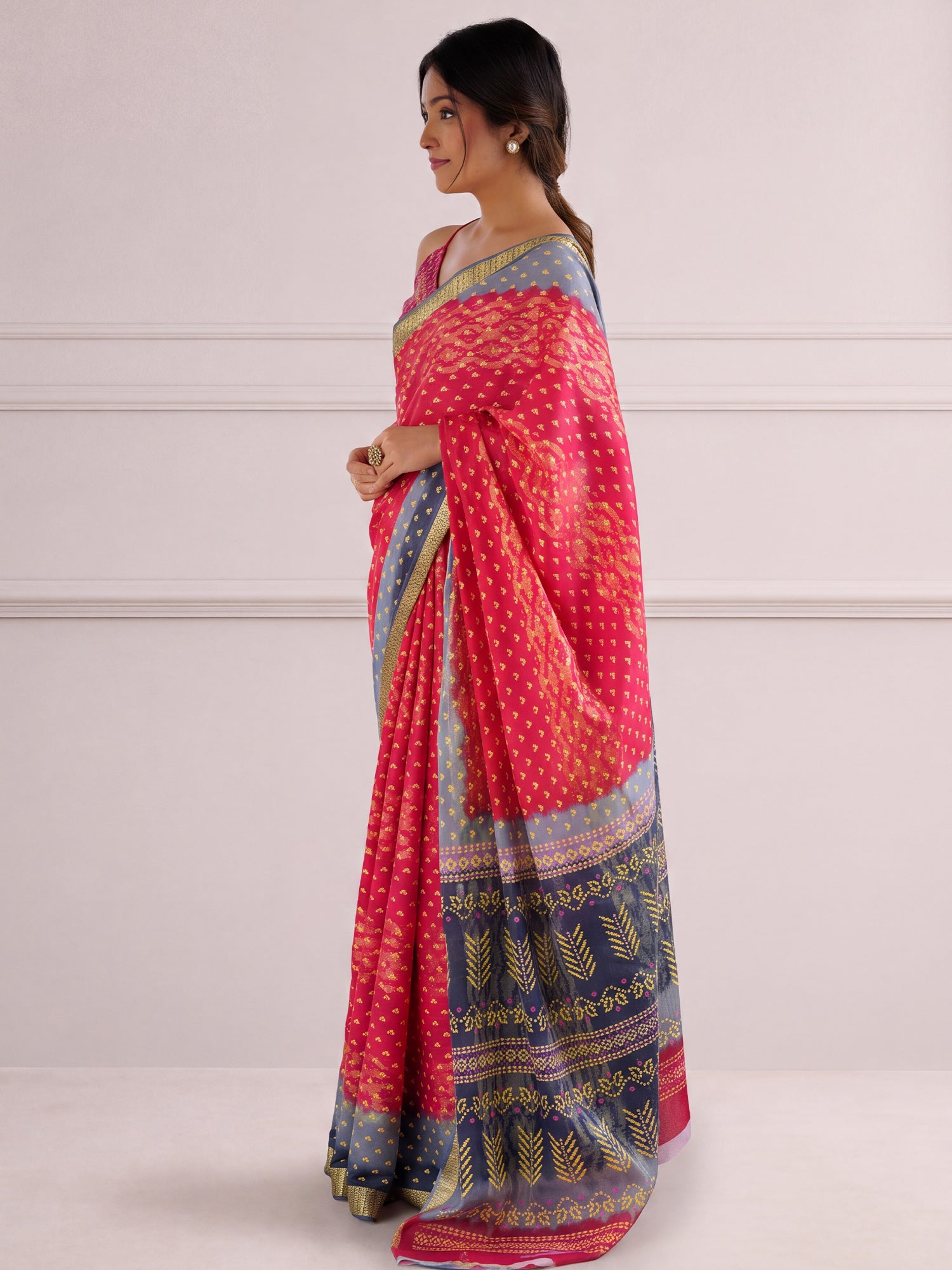 Pink Cotton saree – detail view 3