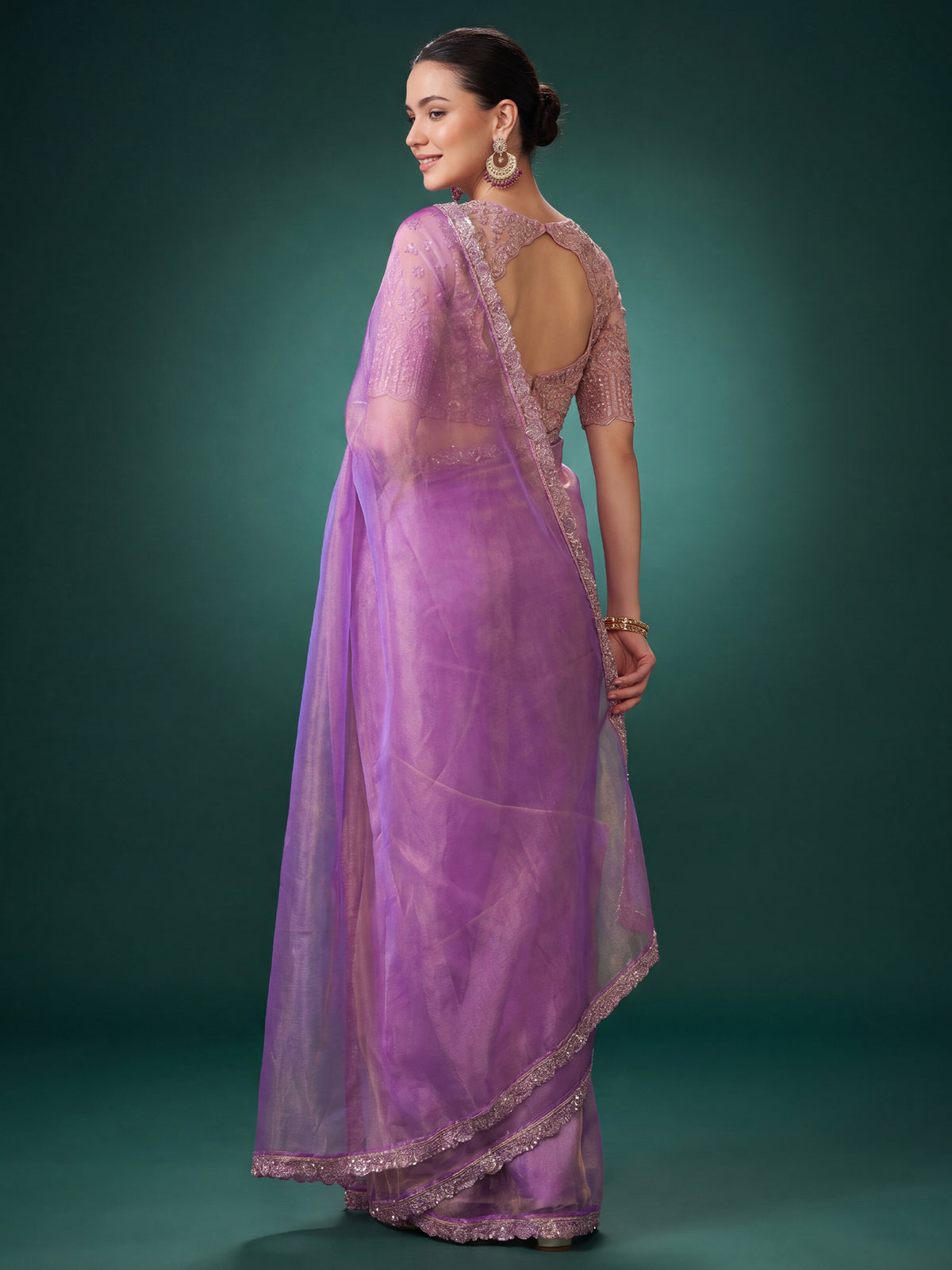 Lavender Georgette saree – detail view 1