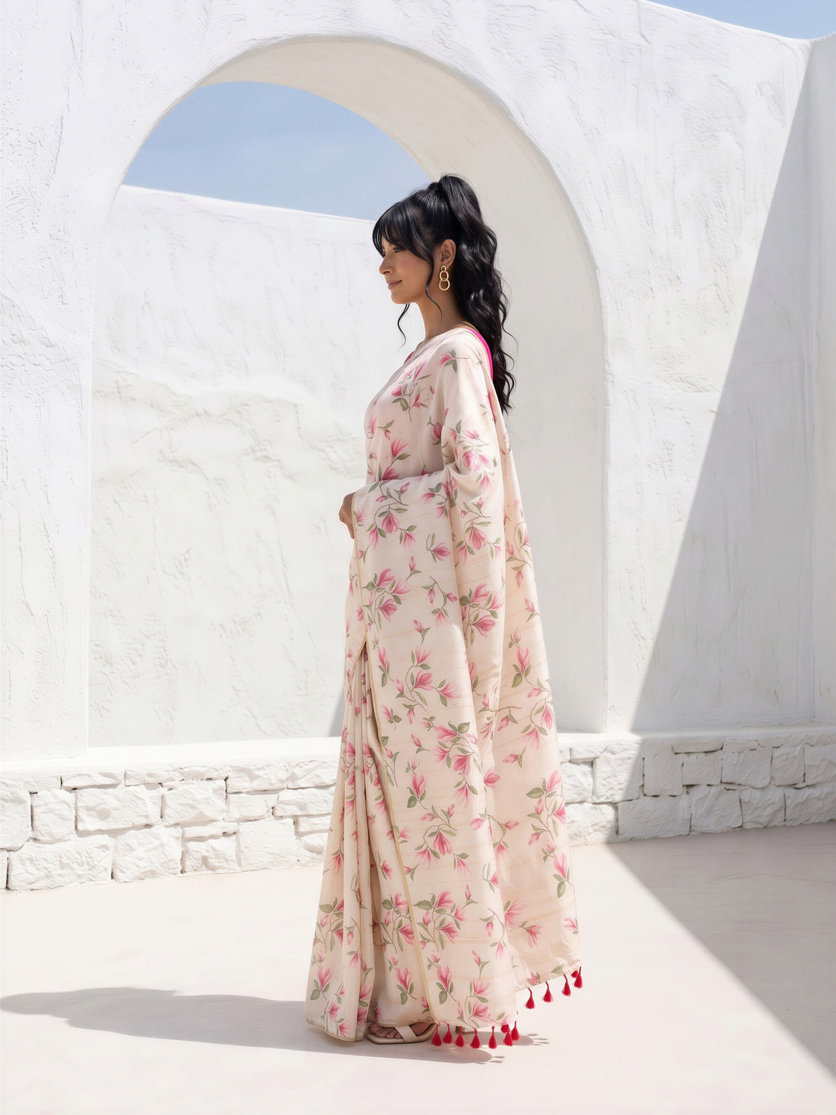 Off White Cotton Blend saree – detail view 2