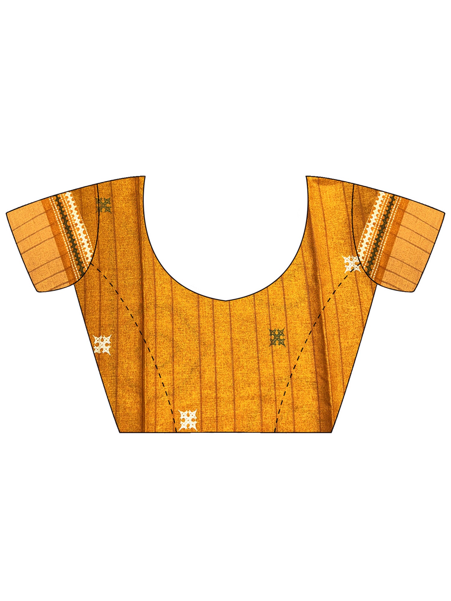 Unstitched mustard silk blend blouse piece with ethnic motif design