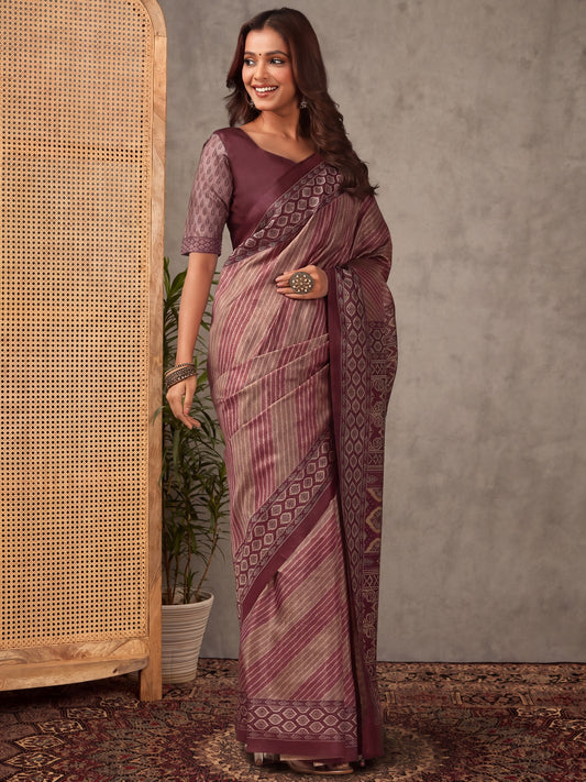 Mauve Silk Blend saree – detail view 1