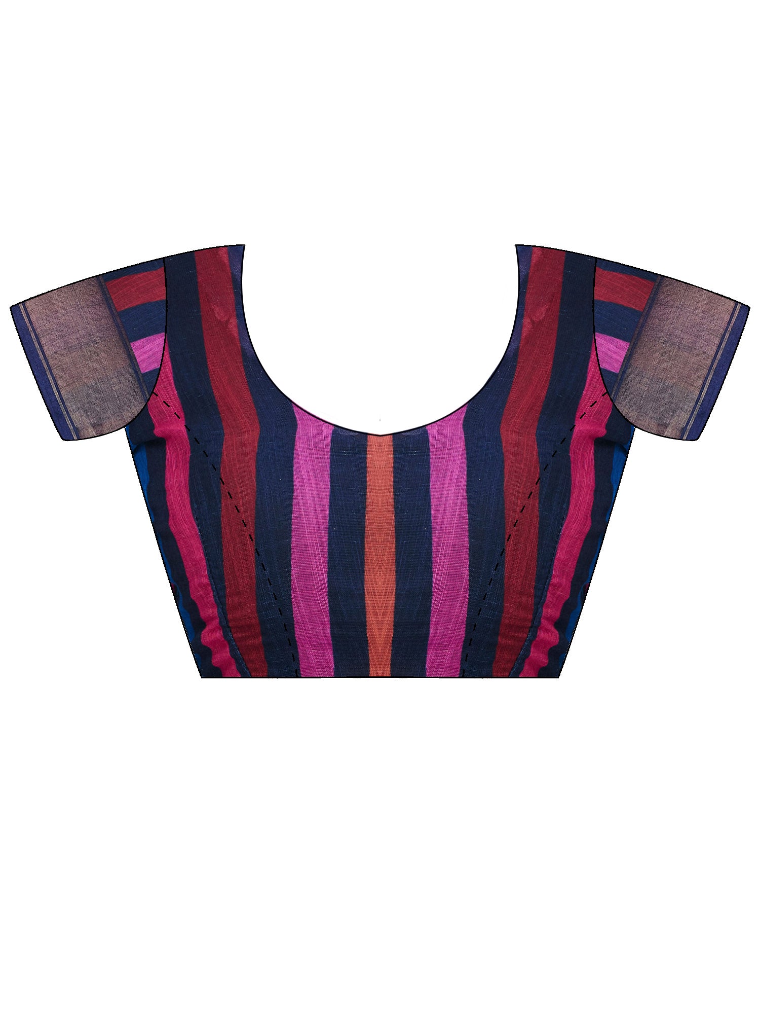 Unstitched multicolored linen blouse piece with striped design