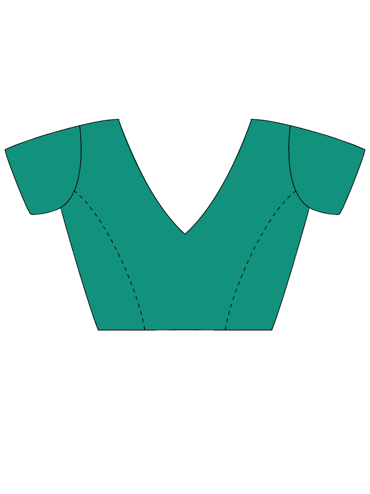 Unstitched teal green crepe blouse piece with botanical design