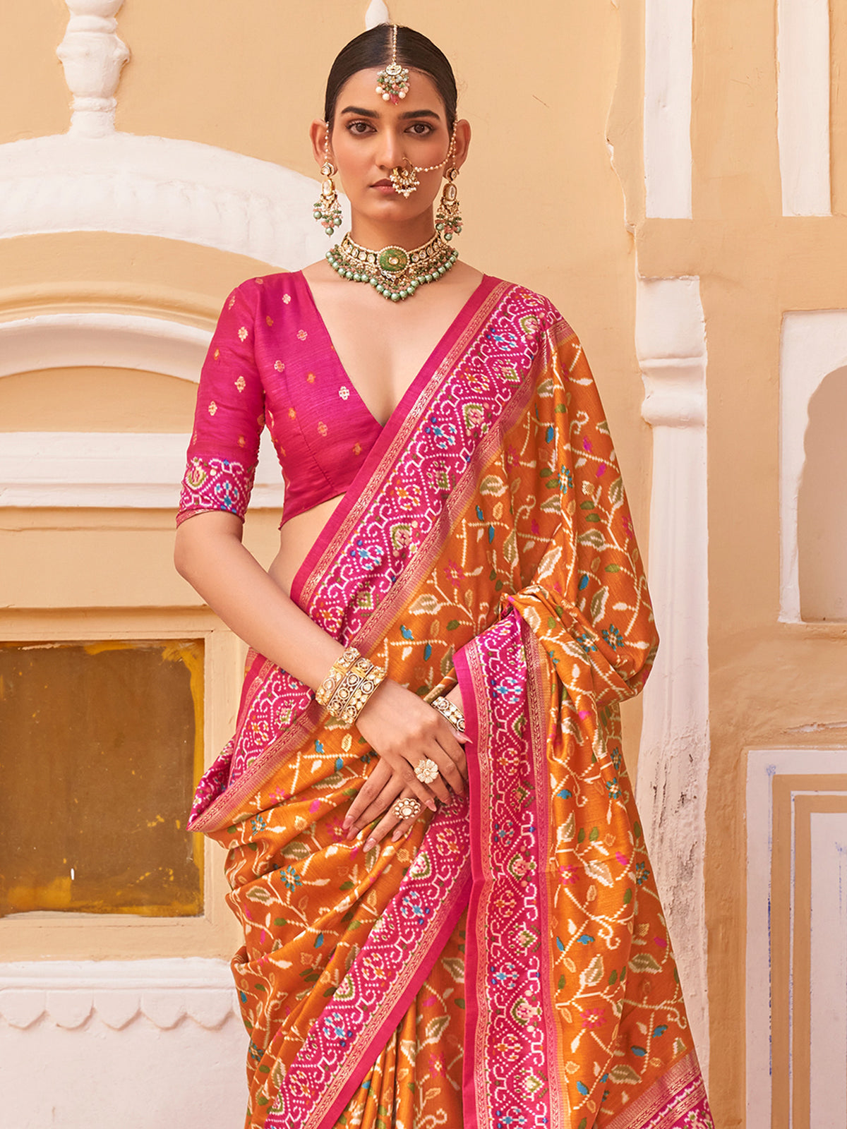 Mustard Silk Blend saree – detail view 3