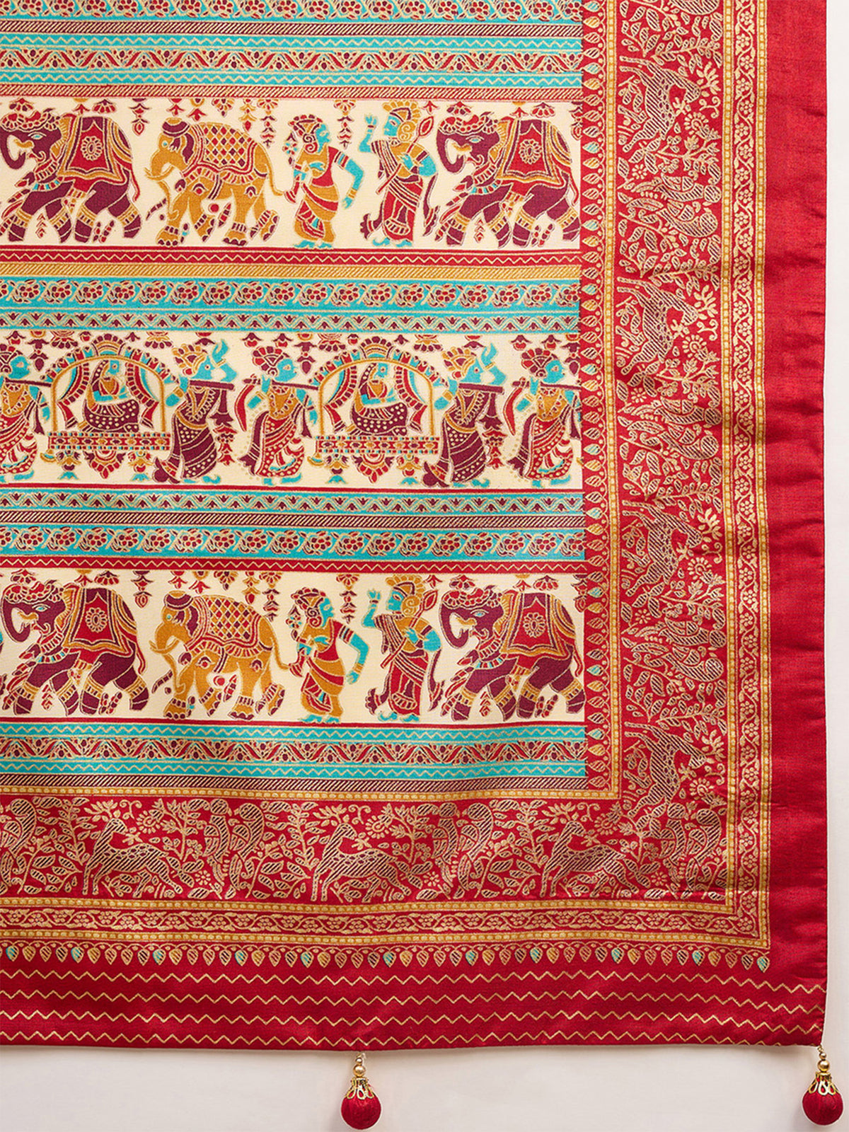 Cream Silk Blend saree – detail view 5