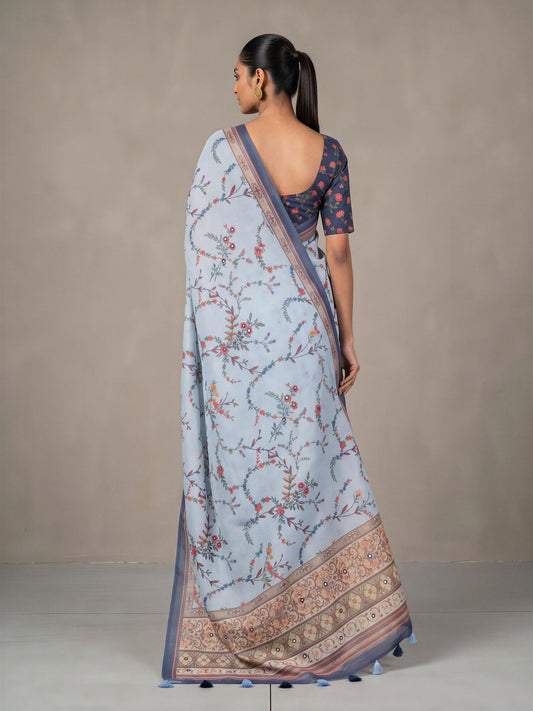Light Blue Linen Blend saree – detail view 1