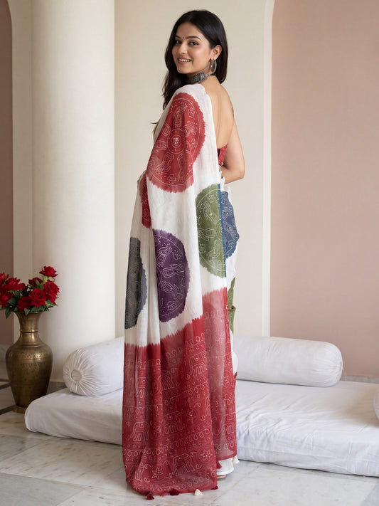 Off White Linen saree – detail view 1
