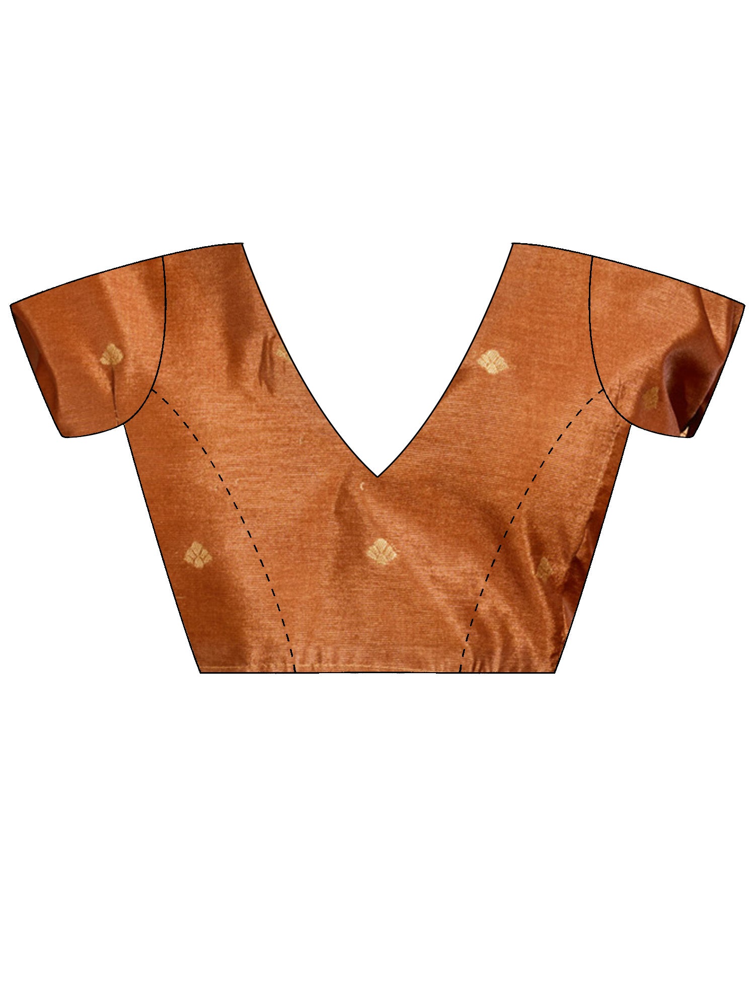 Unstitched bronze cotton blend blouse piece with solid design